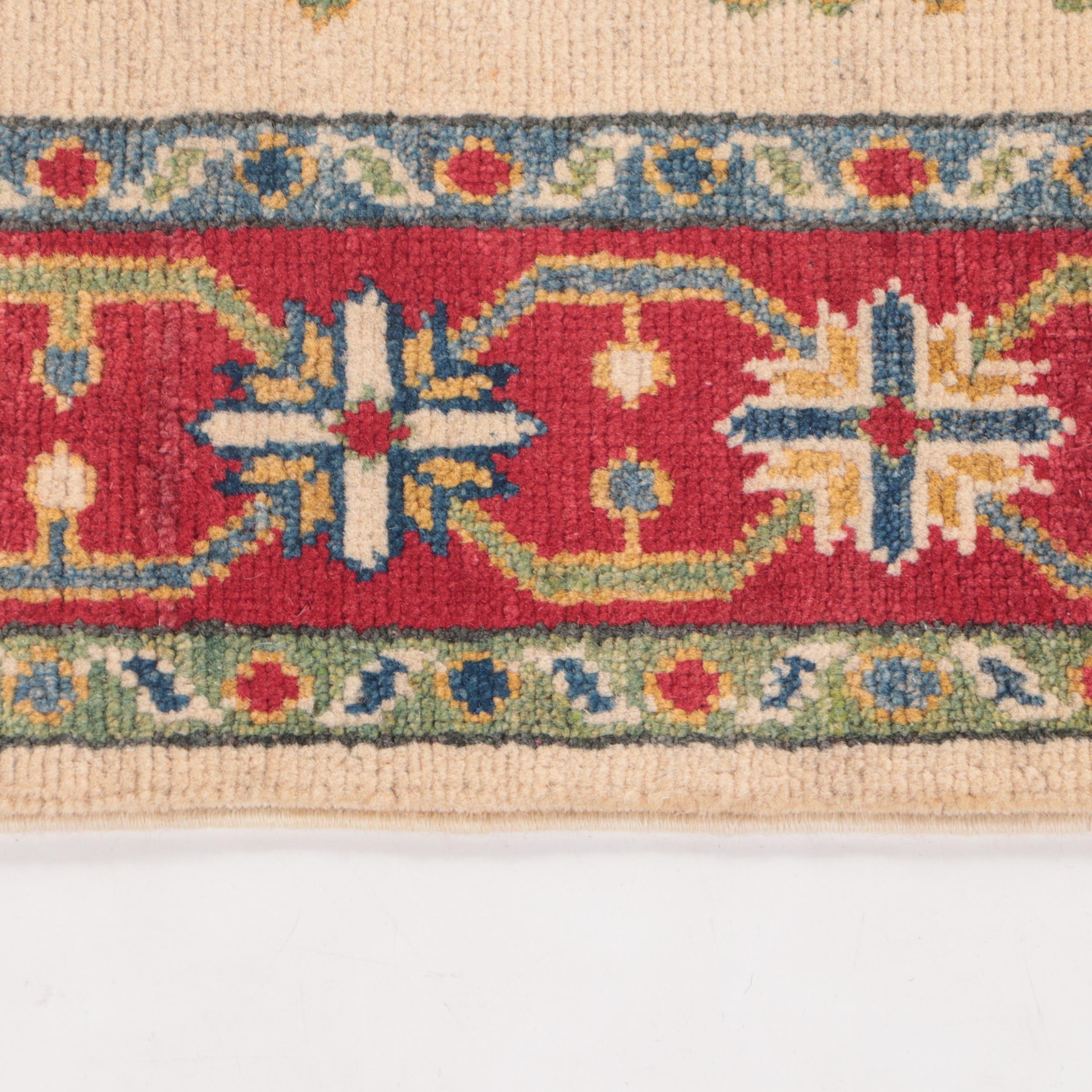 4' x 6'1 Hand-Knotted Pakistani Kazak-Style Area Rug