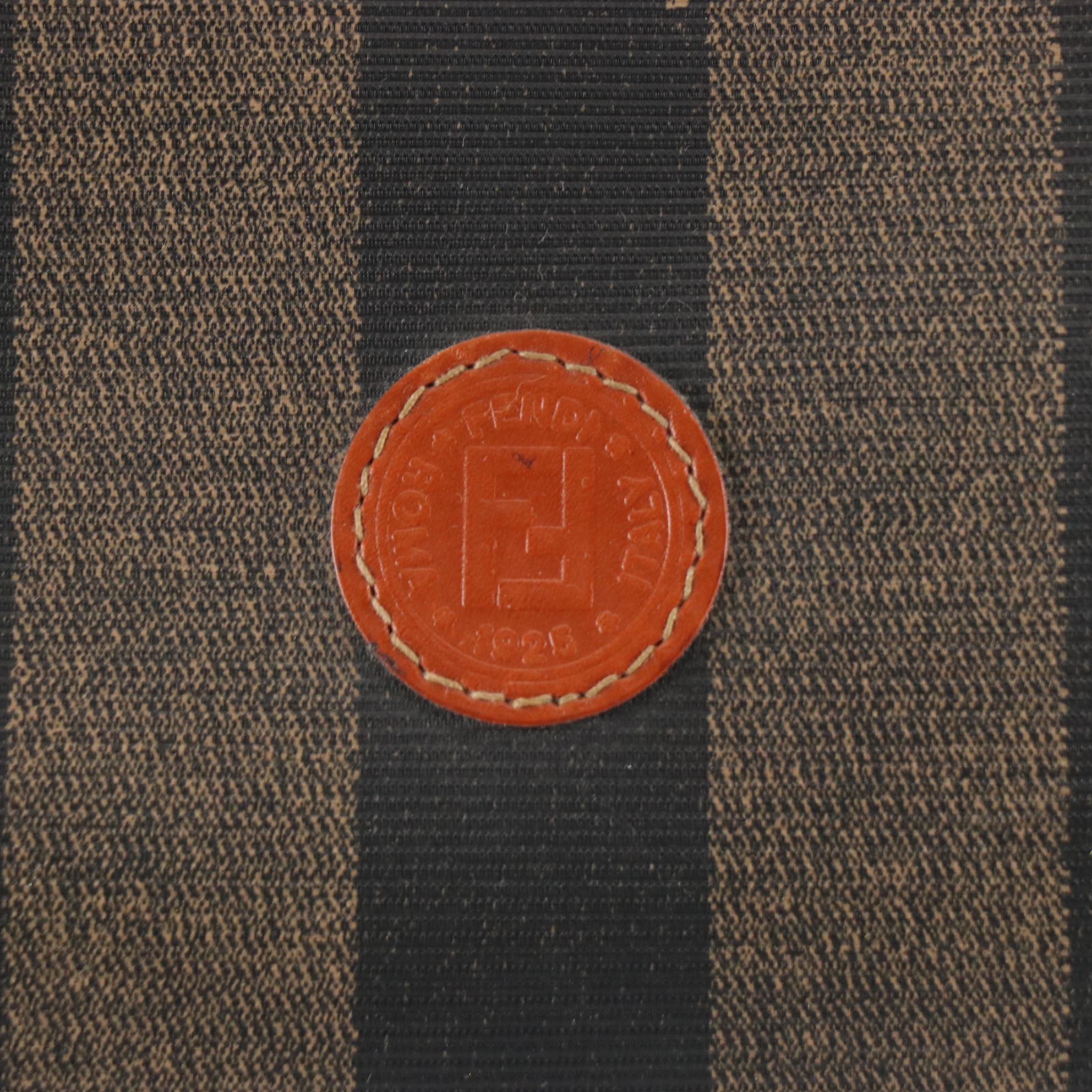 Fendi Boston Bag in Pequin Stripe Coated Canvas and Leather