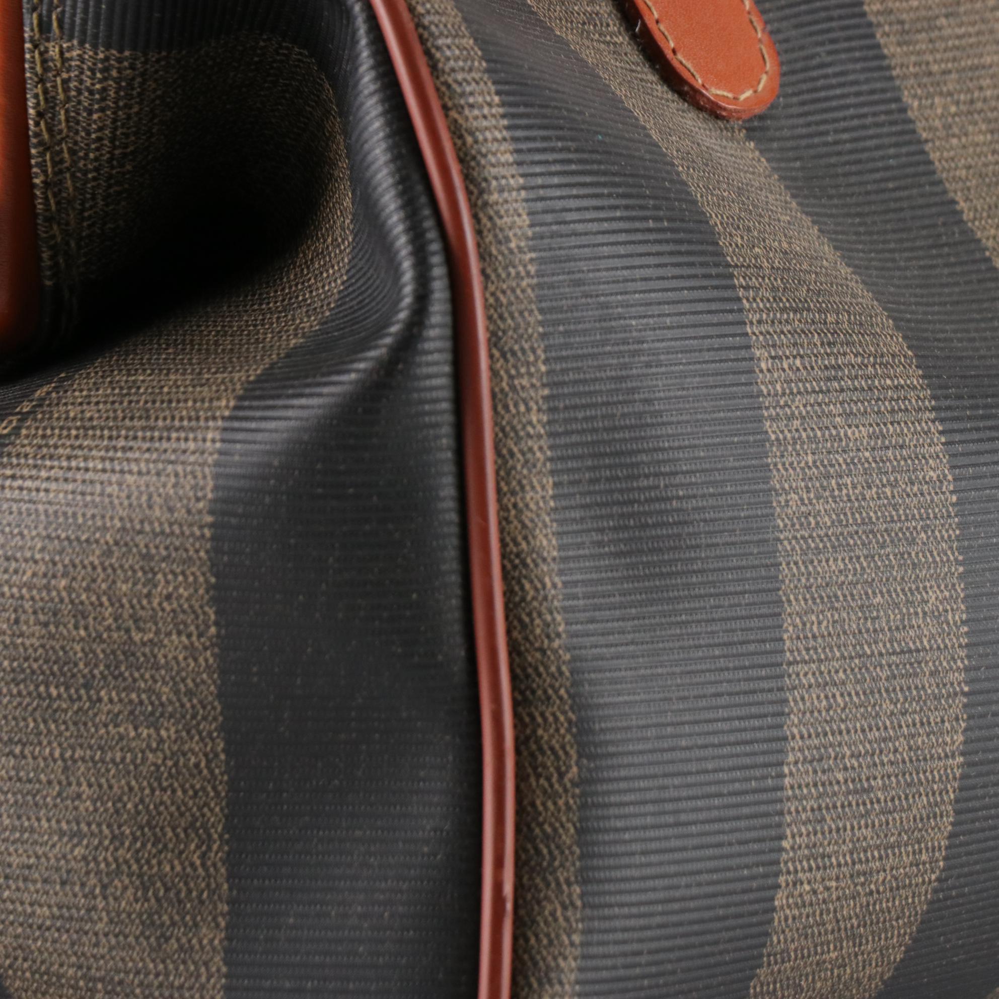 Fendi Boston Bag in Pequin Stripe Coated Canvas and Leather