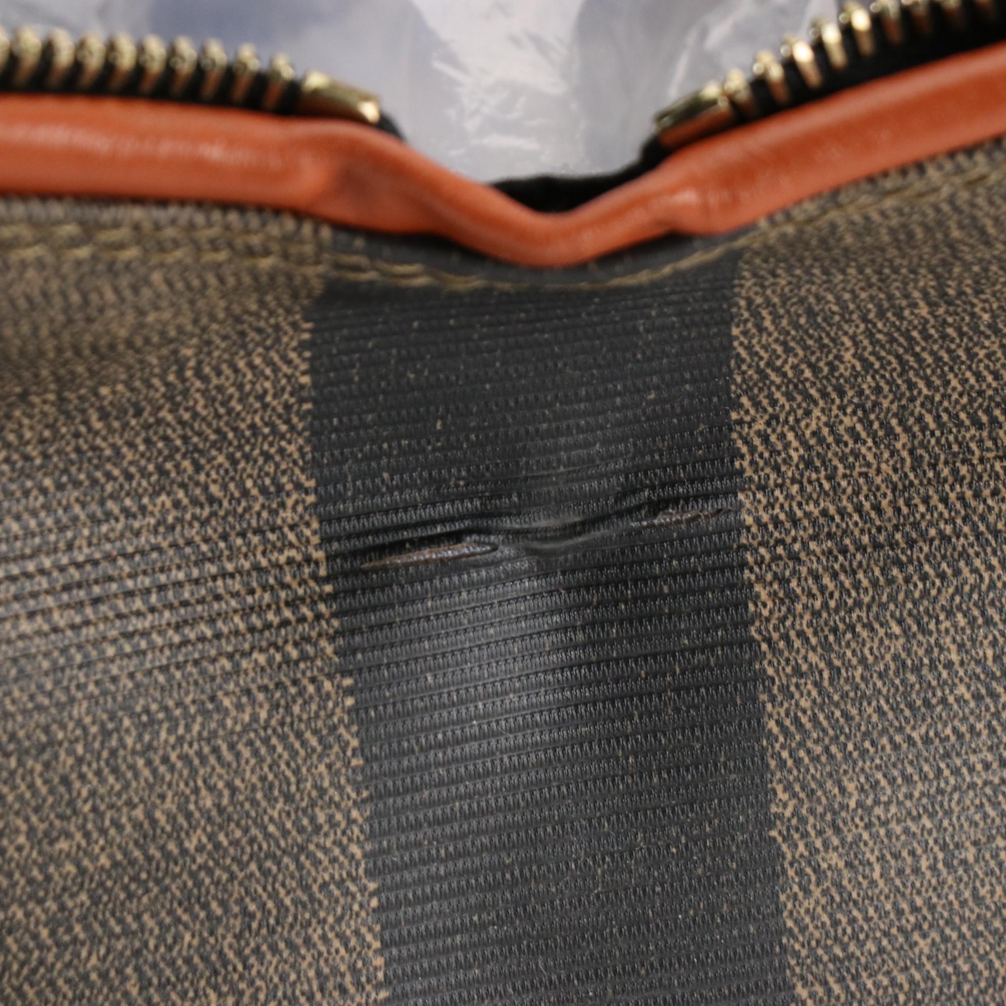 Fendi Boston Bag in Pequin Stripe Coated Canvas and Leather