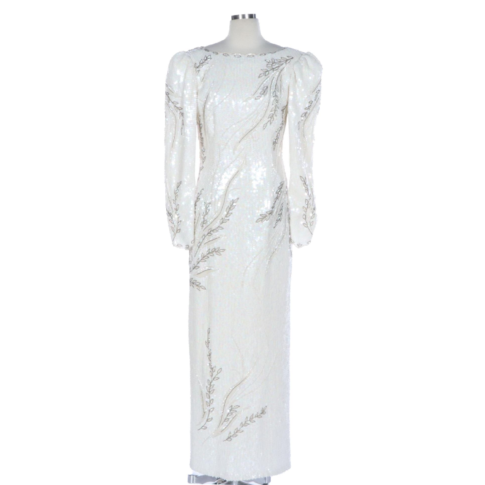 Ritché Couture Originale Formal Sequin Dress With Puffed Long Sleeves