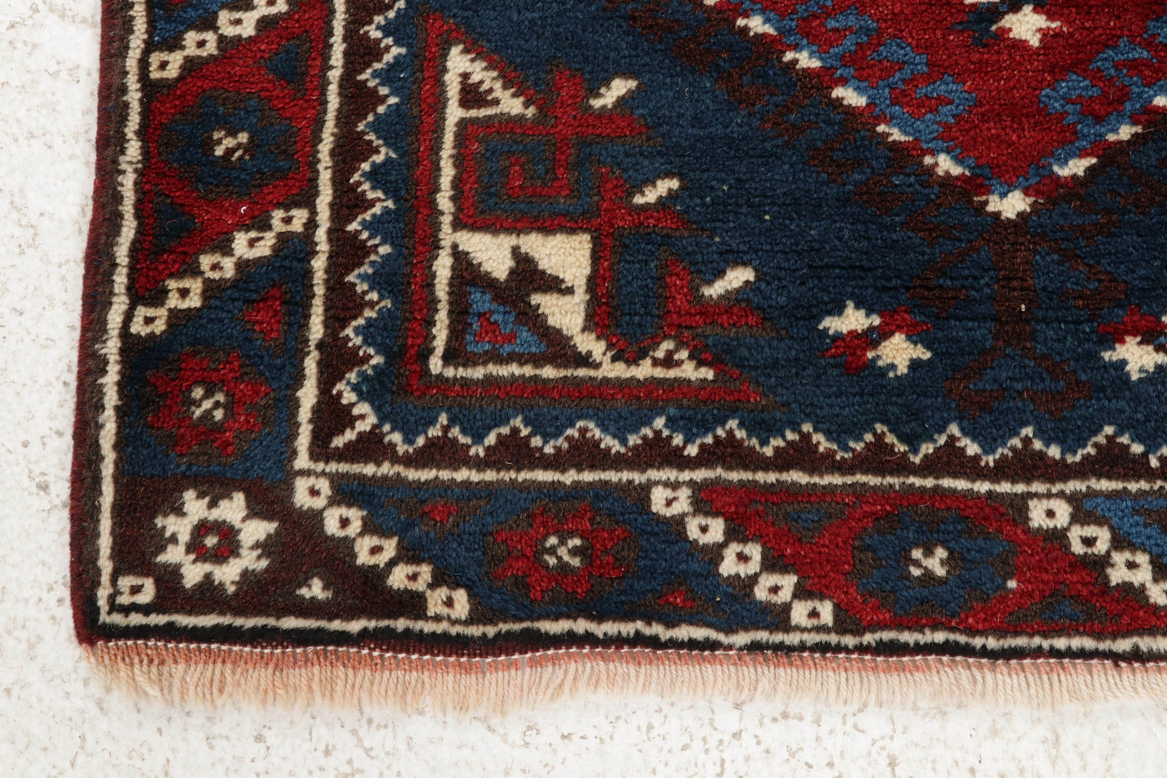 2'8 x 4'8 Hand-Knotted Turkish Kurdish Village Accent Rug, 1990s