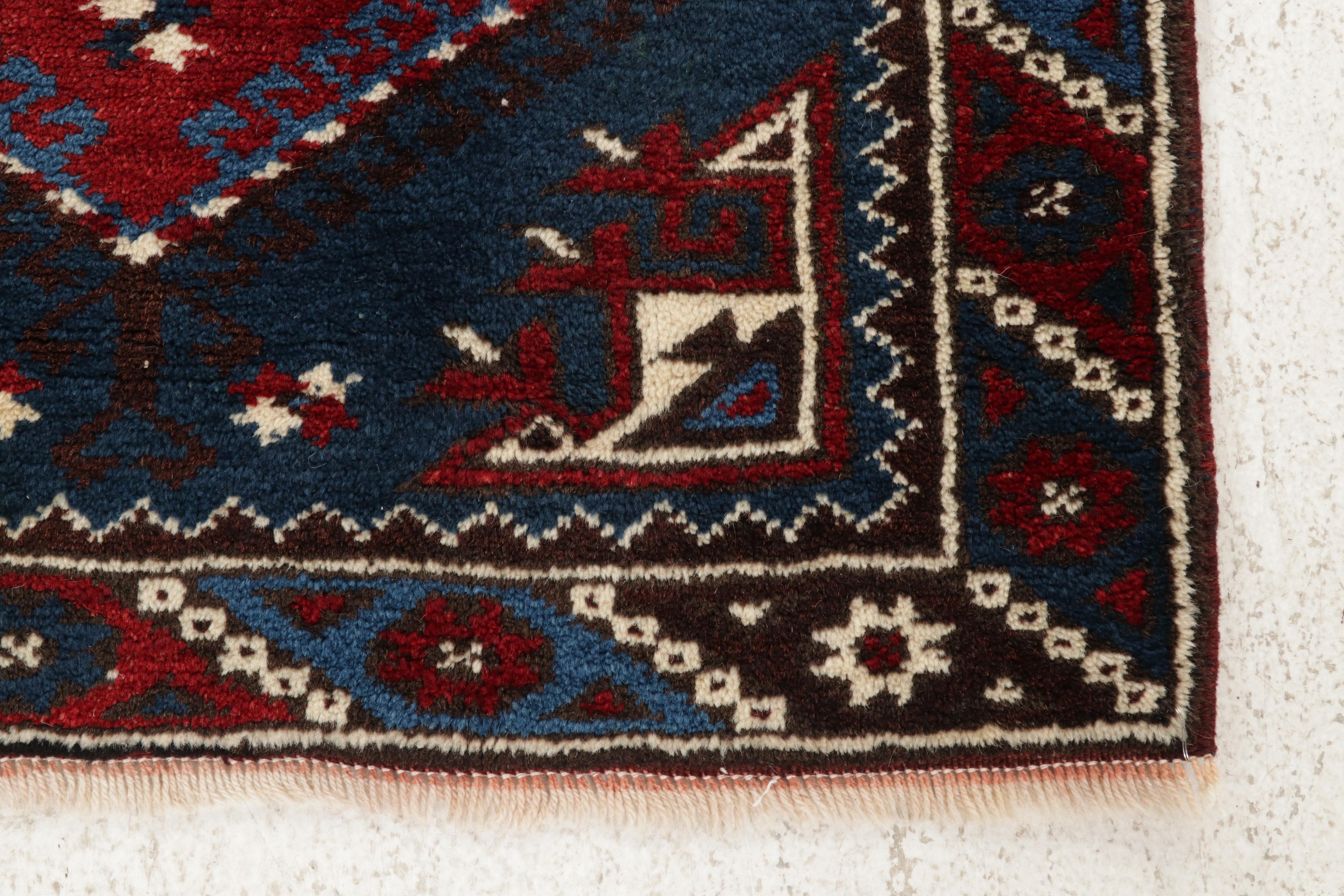 2'8 x 4'8 Hand-Knotted Turkish Kurdish Village Accent Rug, 1990s