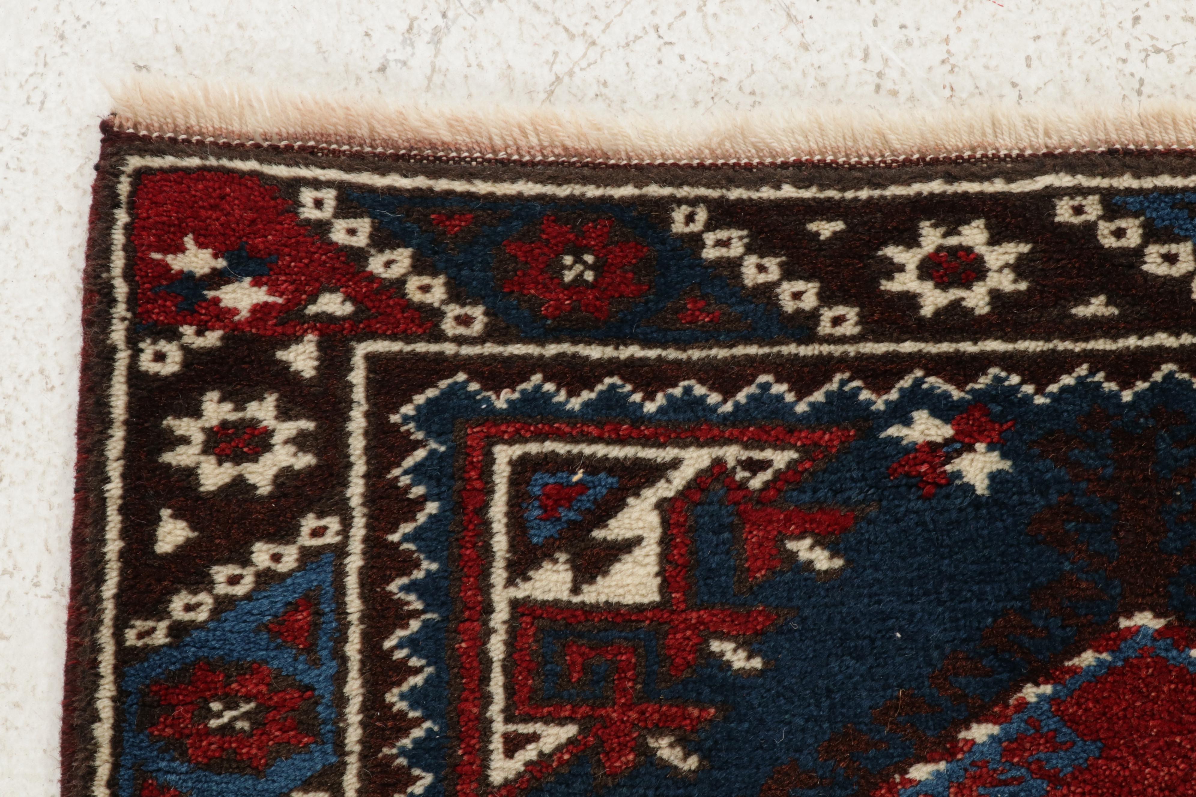2'8 x 4'8 Hand-Knotted Turkish Kurdish Village Accent Rug, 1990s