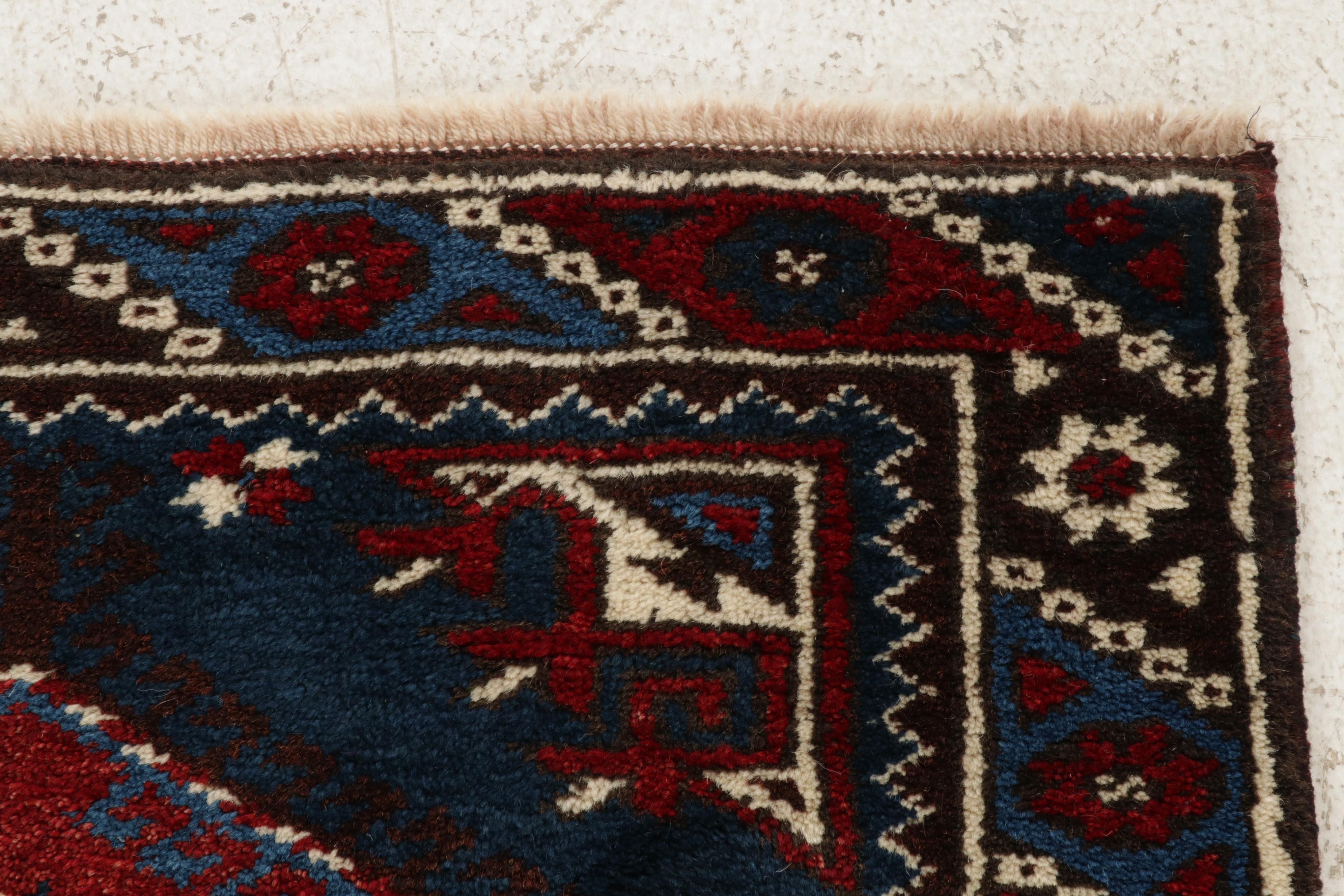 2'8 x 4'8 Hand-Knotted Turkish Kurdish Village Accent Rug, 1990s