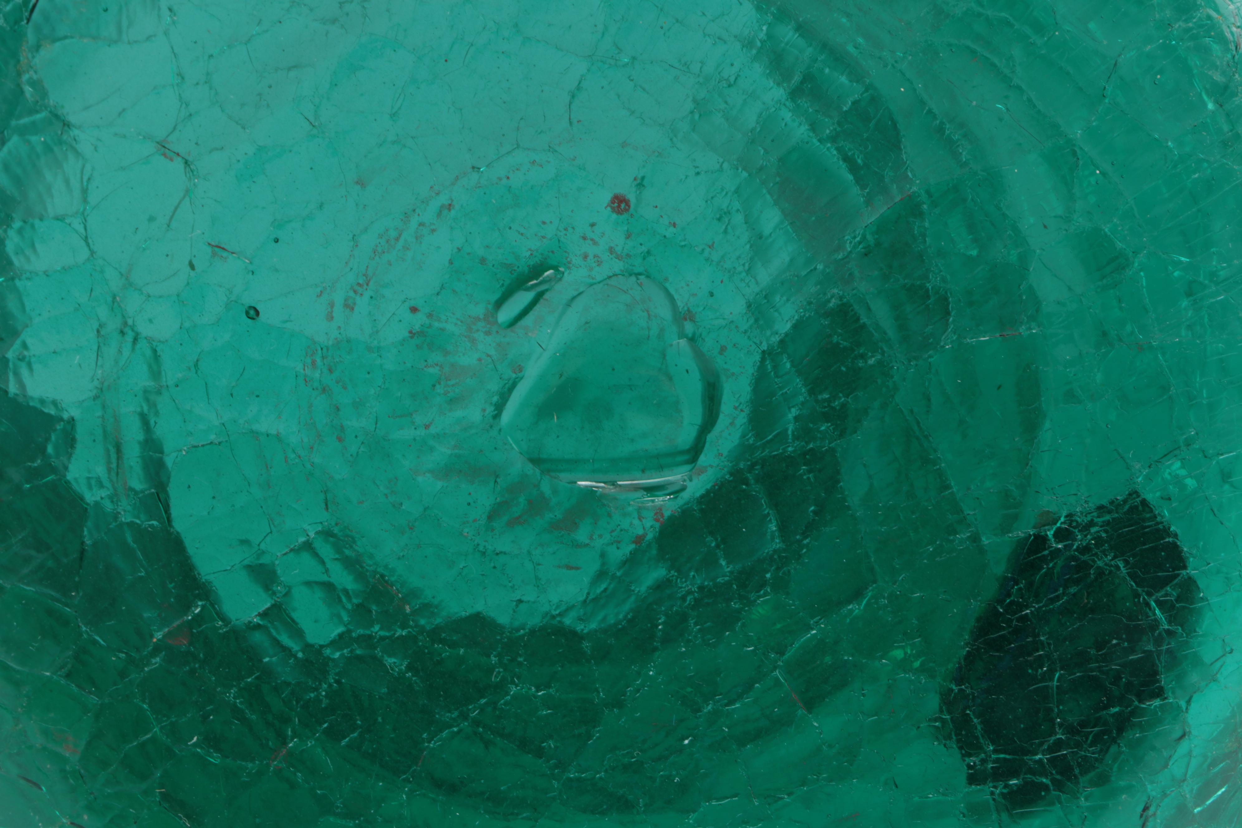 Mid Century Modern Crackle Glass Pitcher and Vases, Mid to Late 20th Century