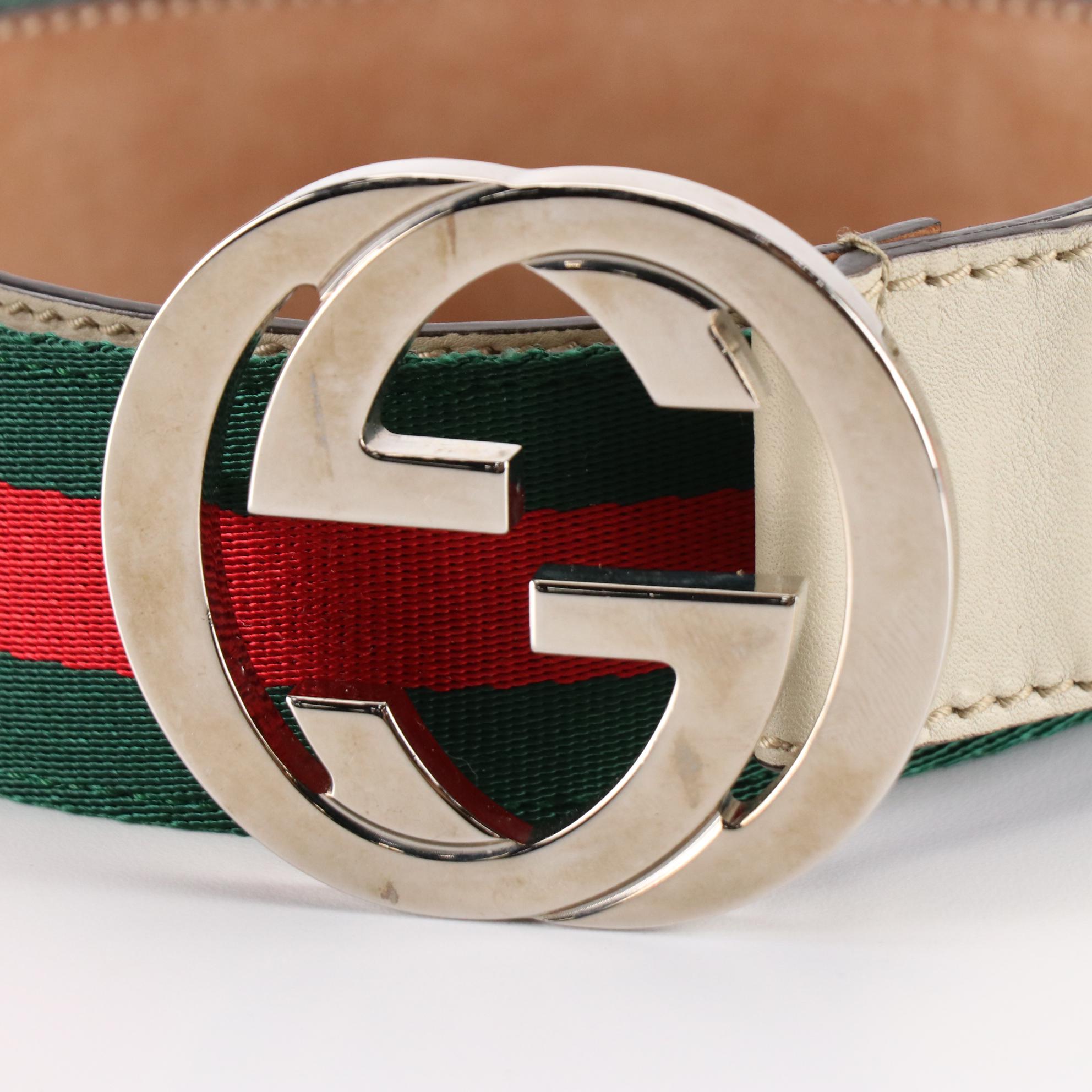 Gucci Web Canvas and Leather Belt