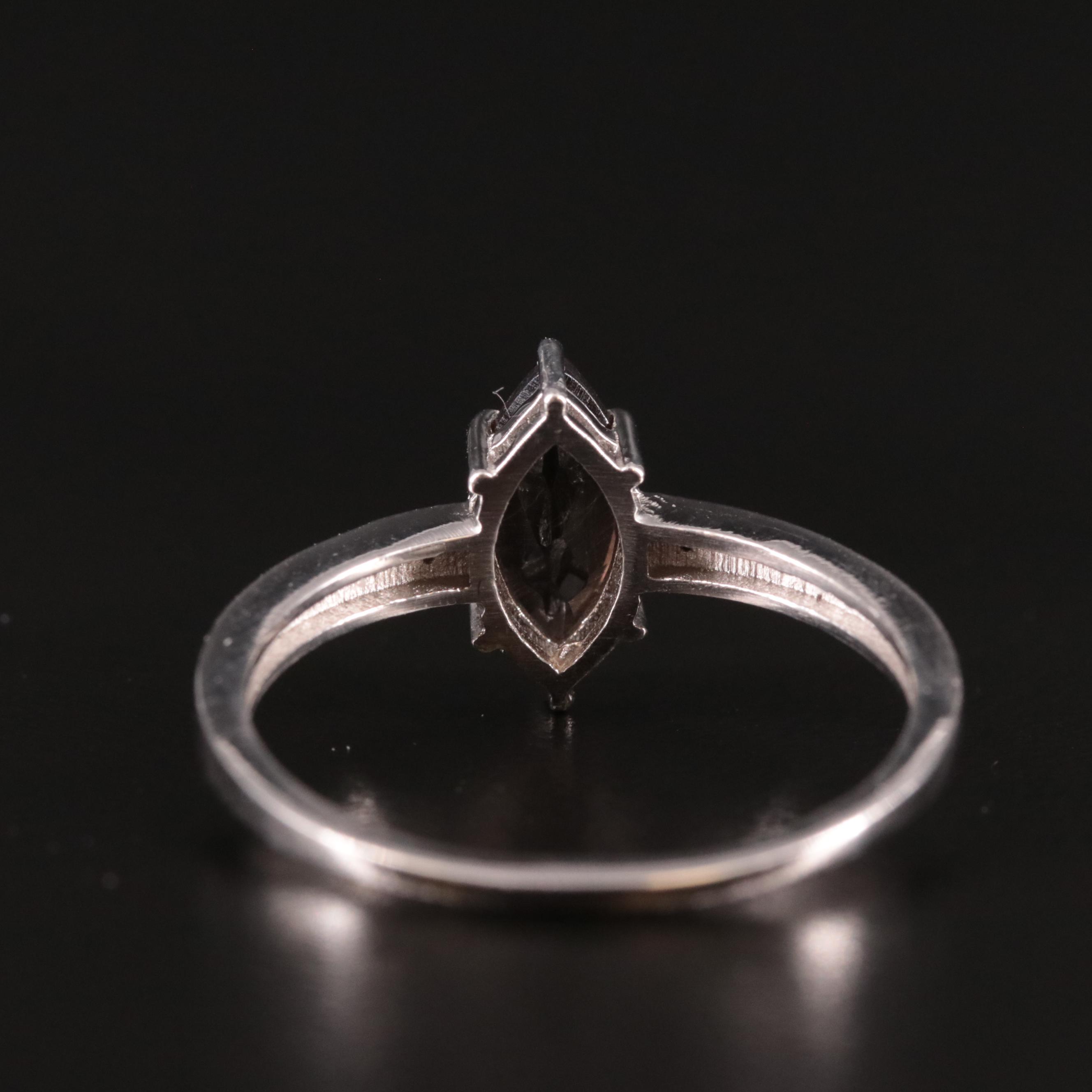 Sterling Smoky Quartz and Diamond Ring