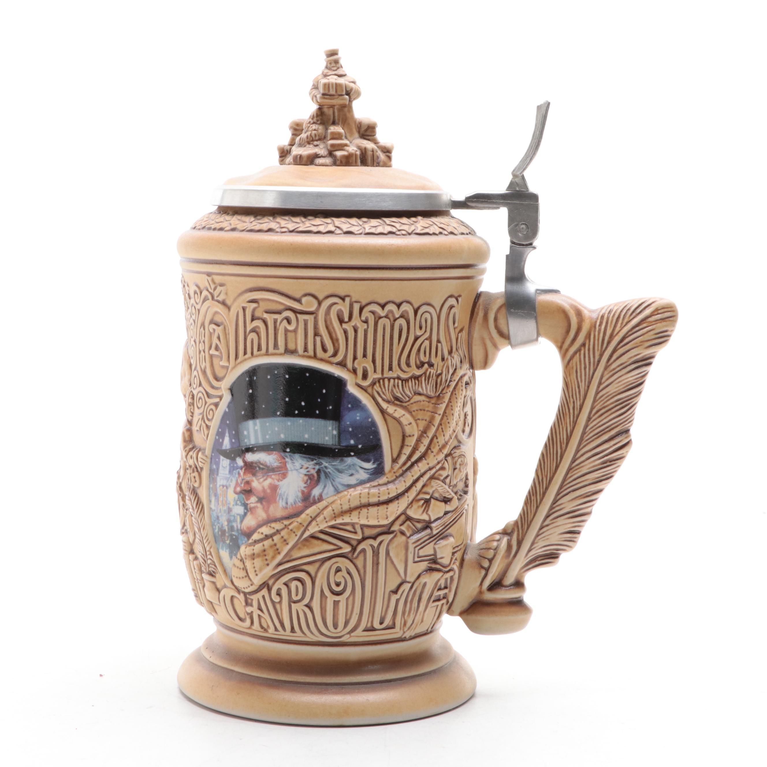 "A Christmas Carol" Ski Country Bourbon Decanters and Avon Beer Stein