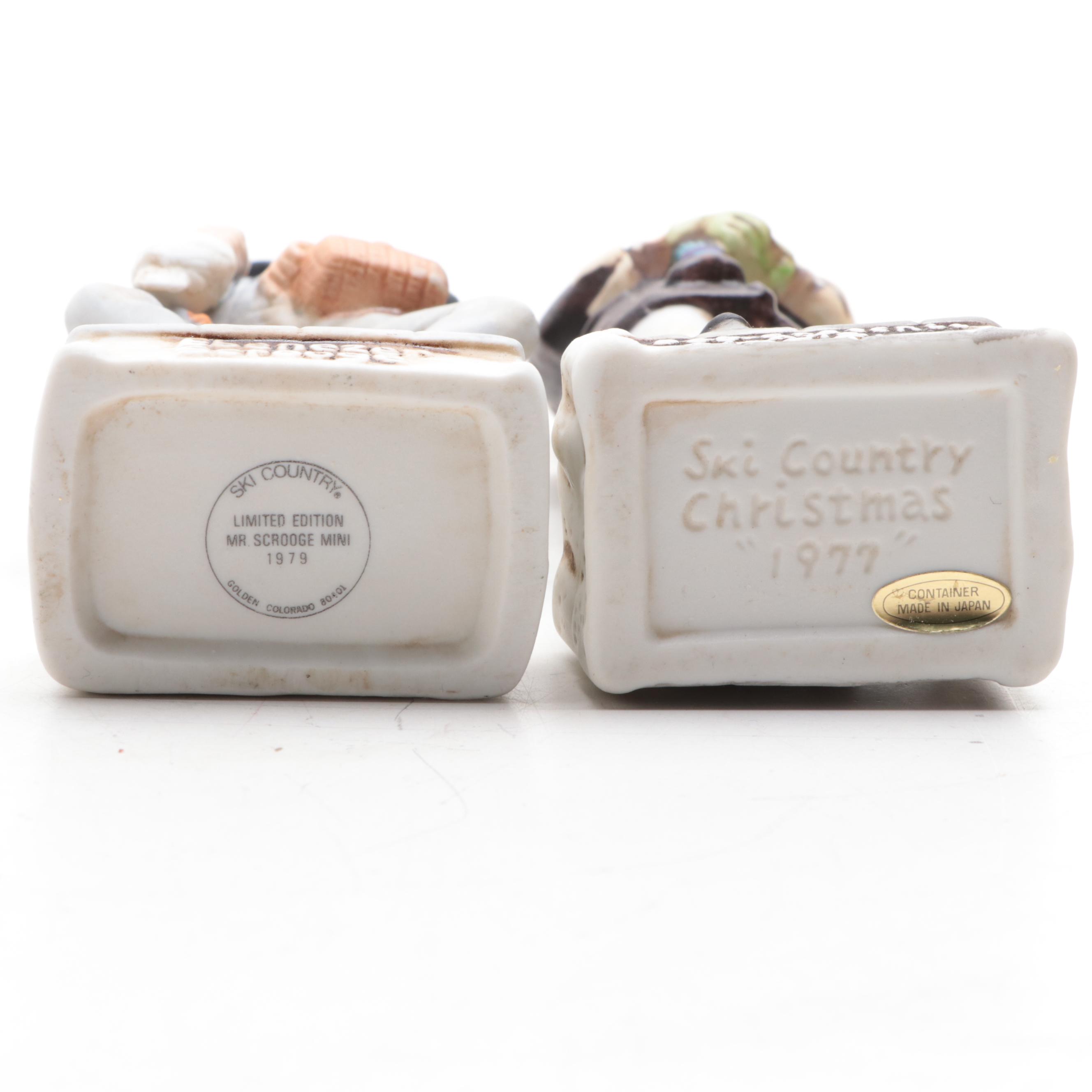 "A Christmas Carol" Ski Country Bourbon Decanters and Avon Beer Stein