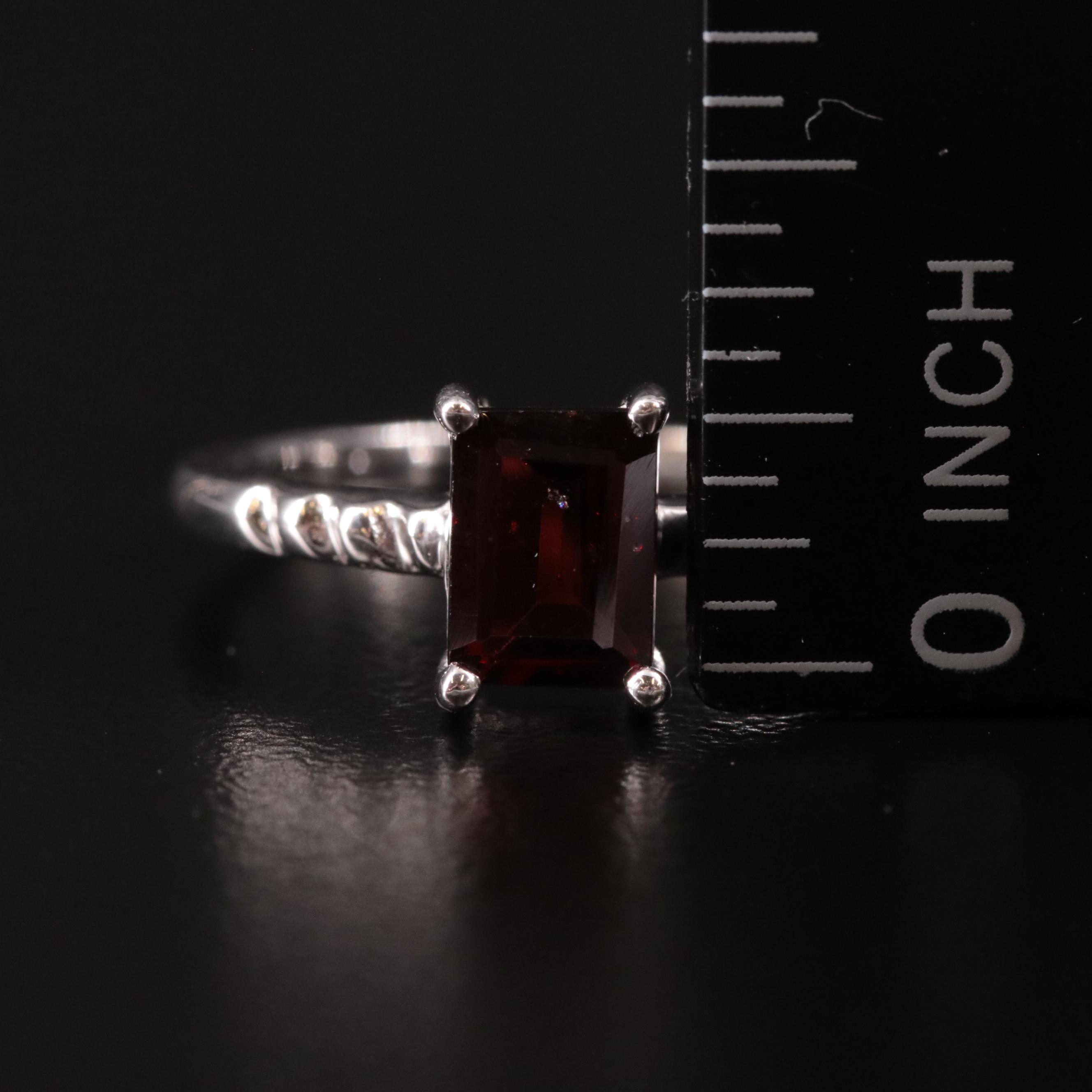 Sterling Garnet Solitaire Ring