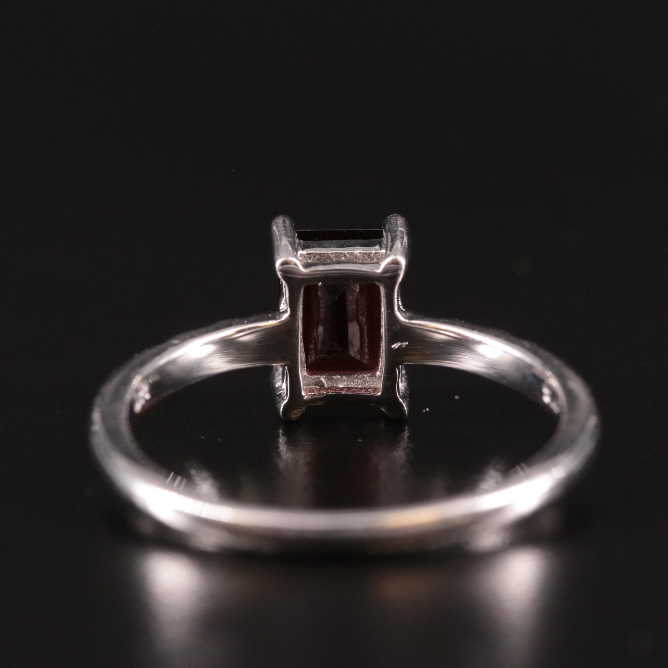 Sterling Garnet Solitaire Ring