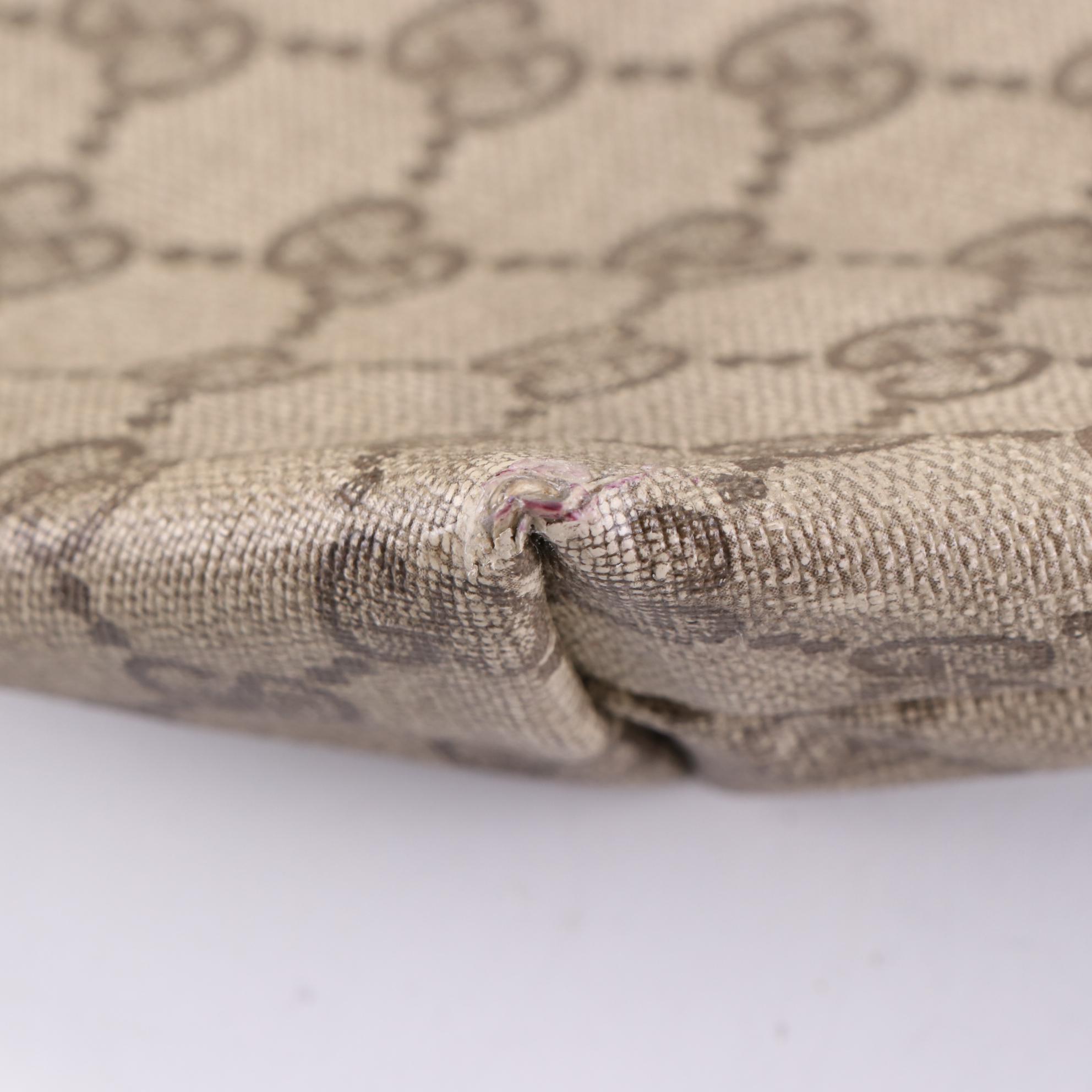 Gucci Tote Bag in GG Supreme Coated Canvas and Leather Trim with Web Straps