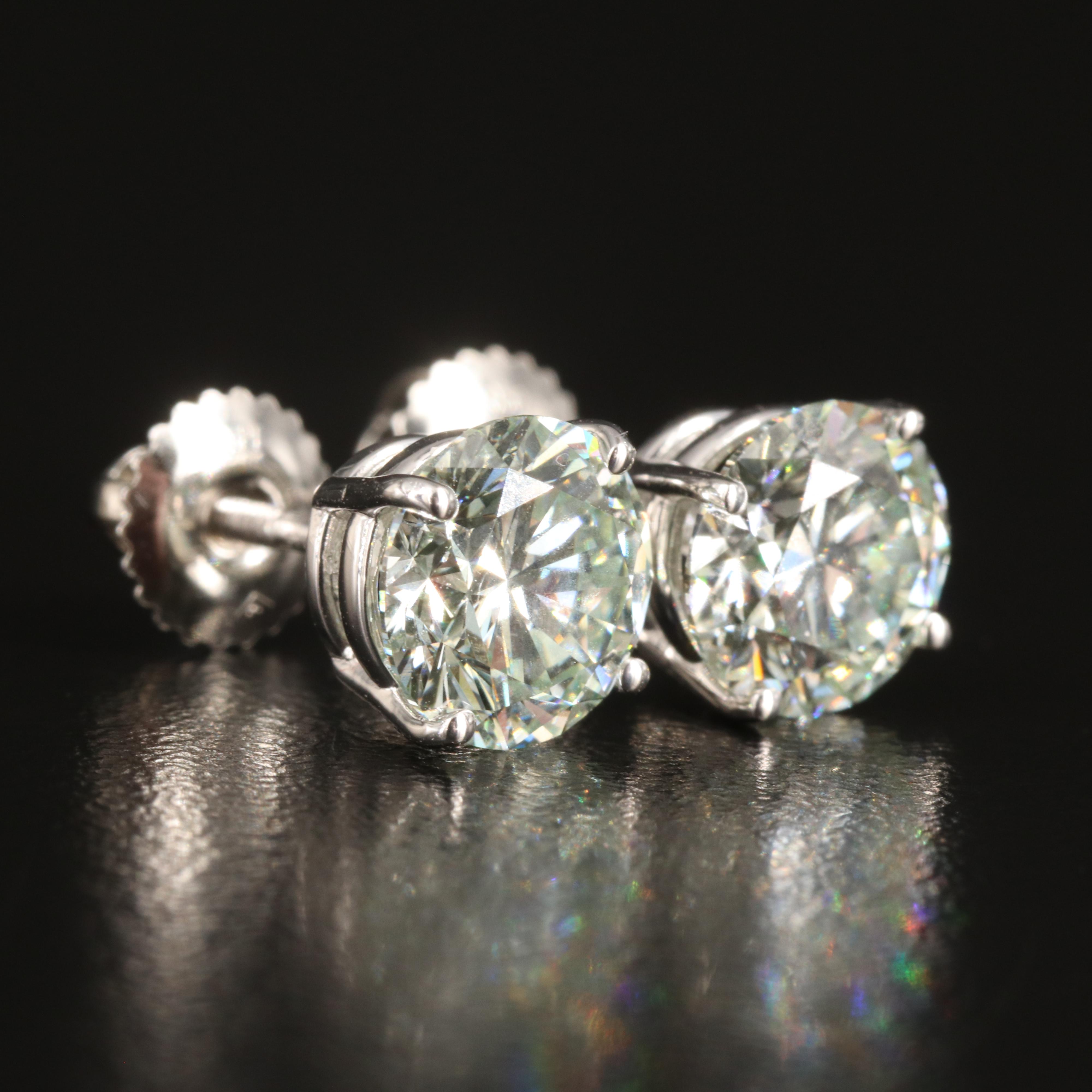 Platinum 3.12 CTW Lab Grown Diamond Stud Earrings