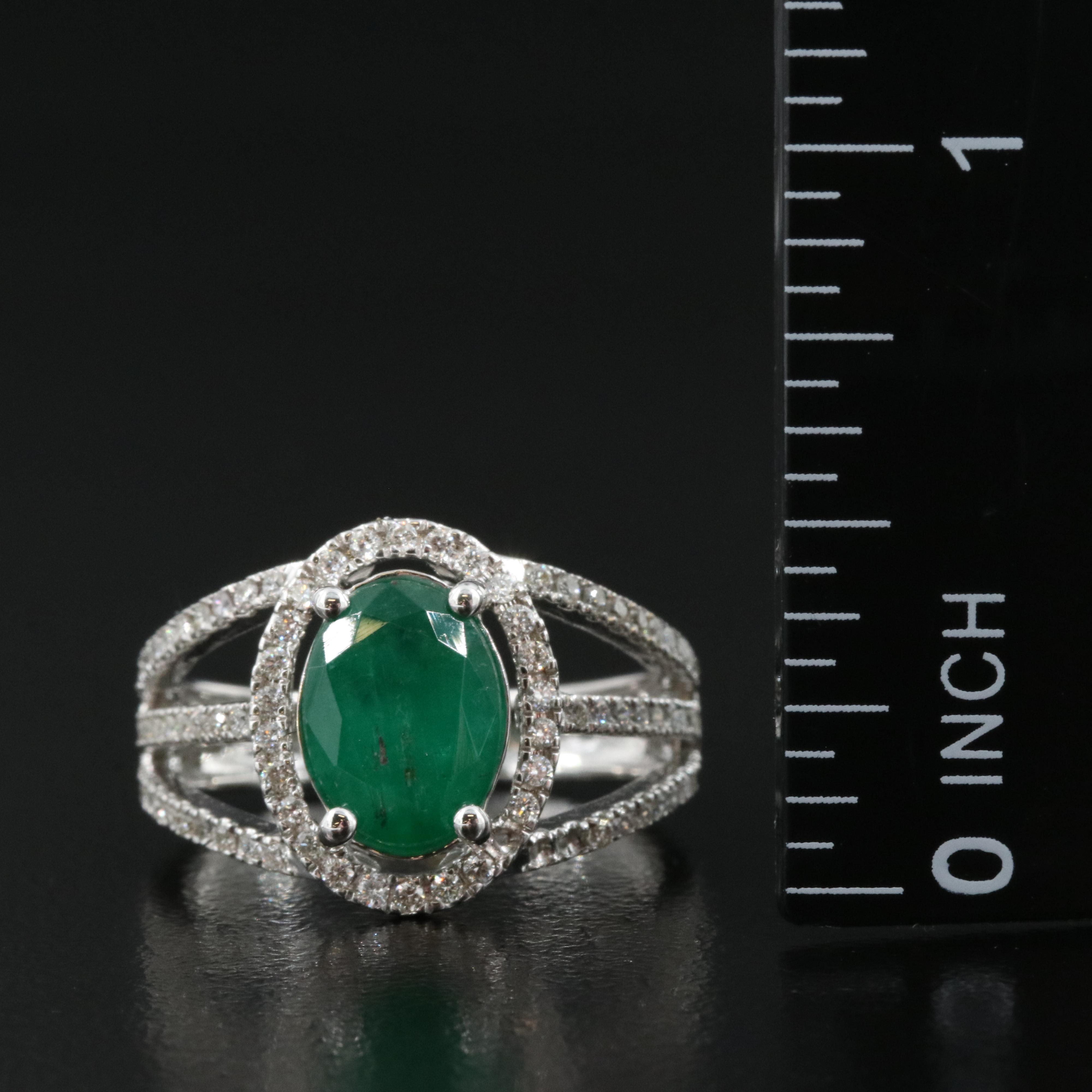 14K 1.79 CT Emerald and Diamond Ring