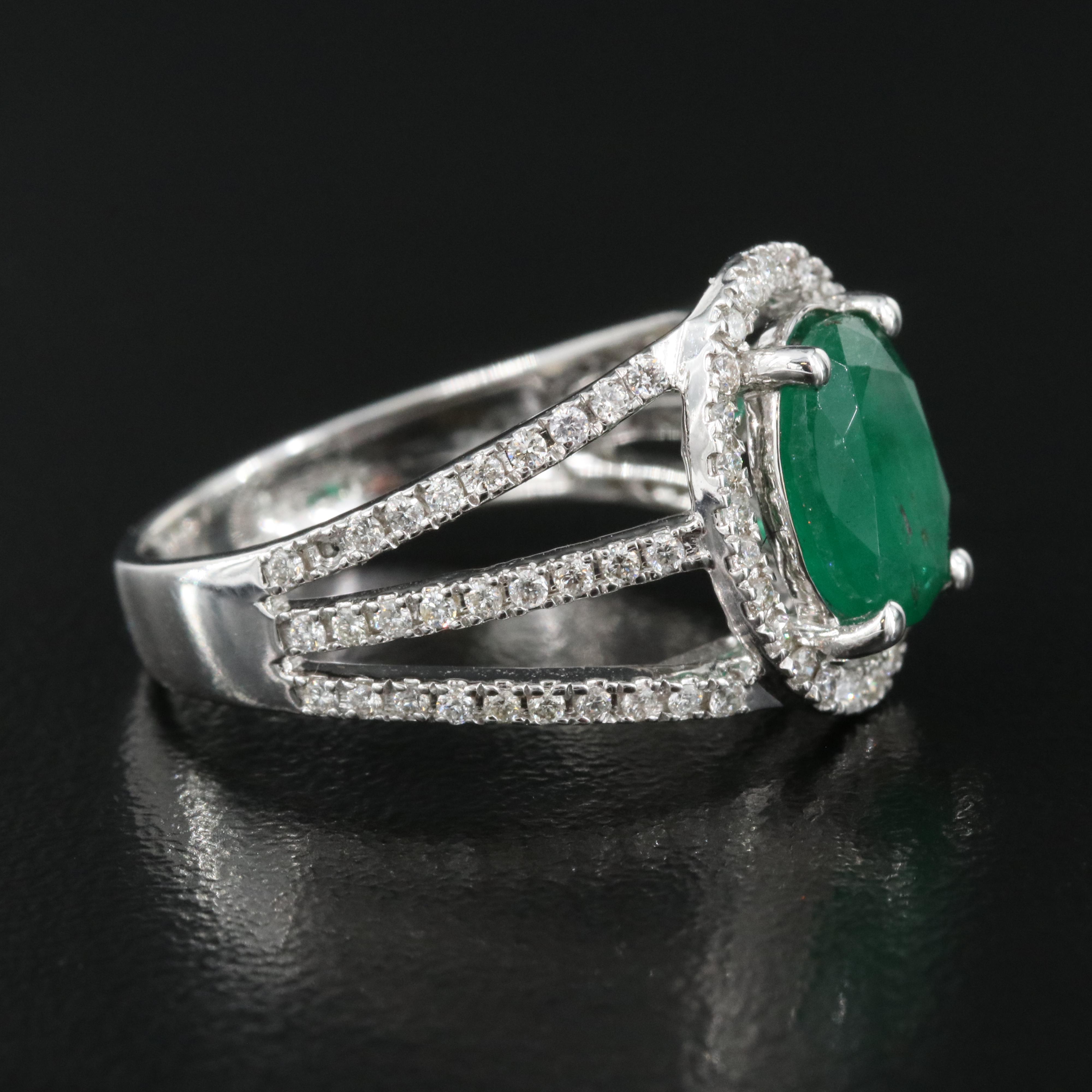14K 1.79 CT Emerald and Diamond Ring