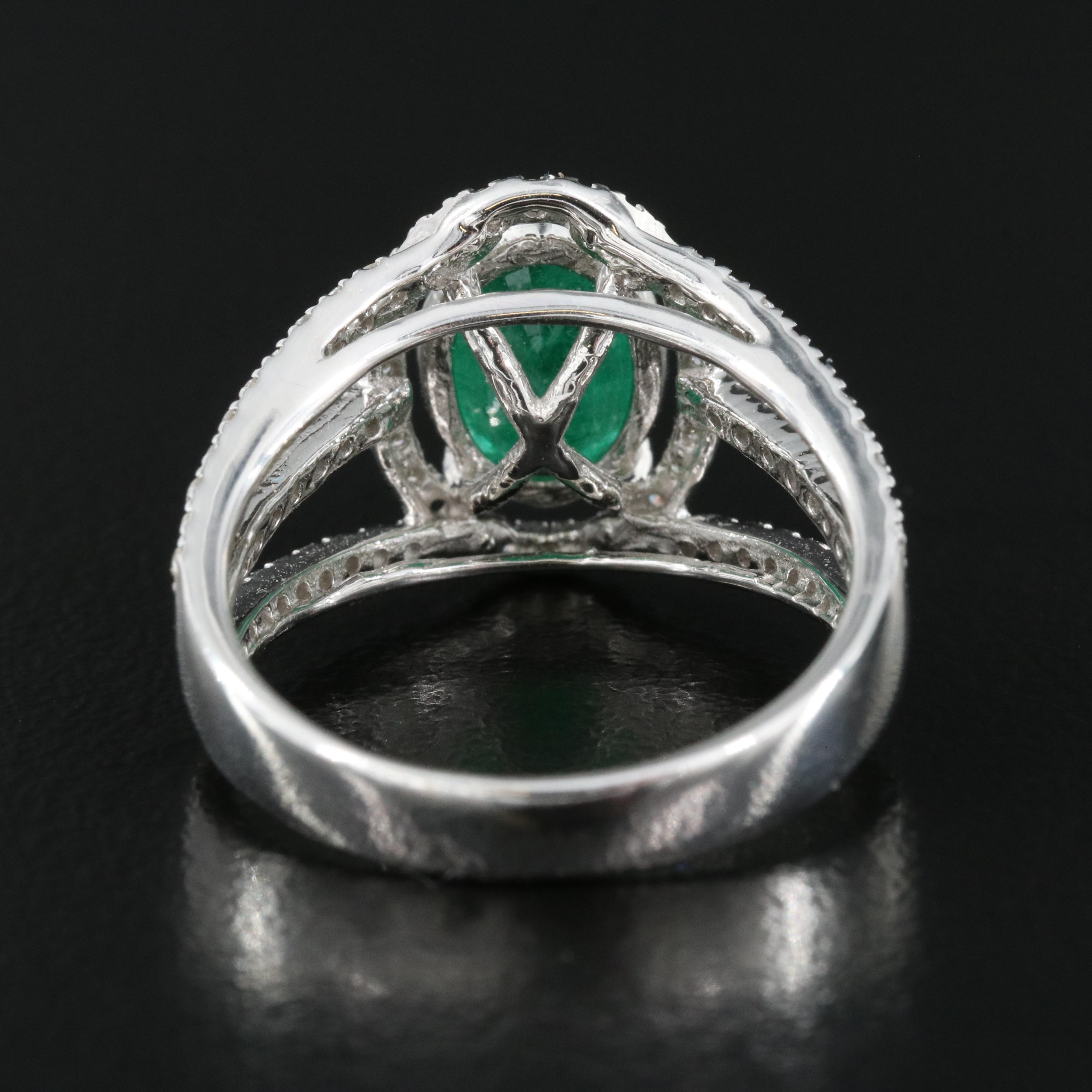 14K 1.79 CT Emerald and Diamond Ring