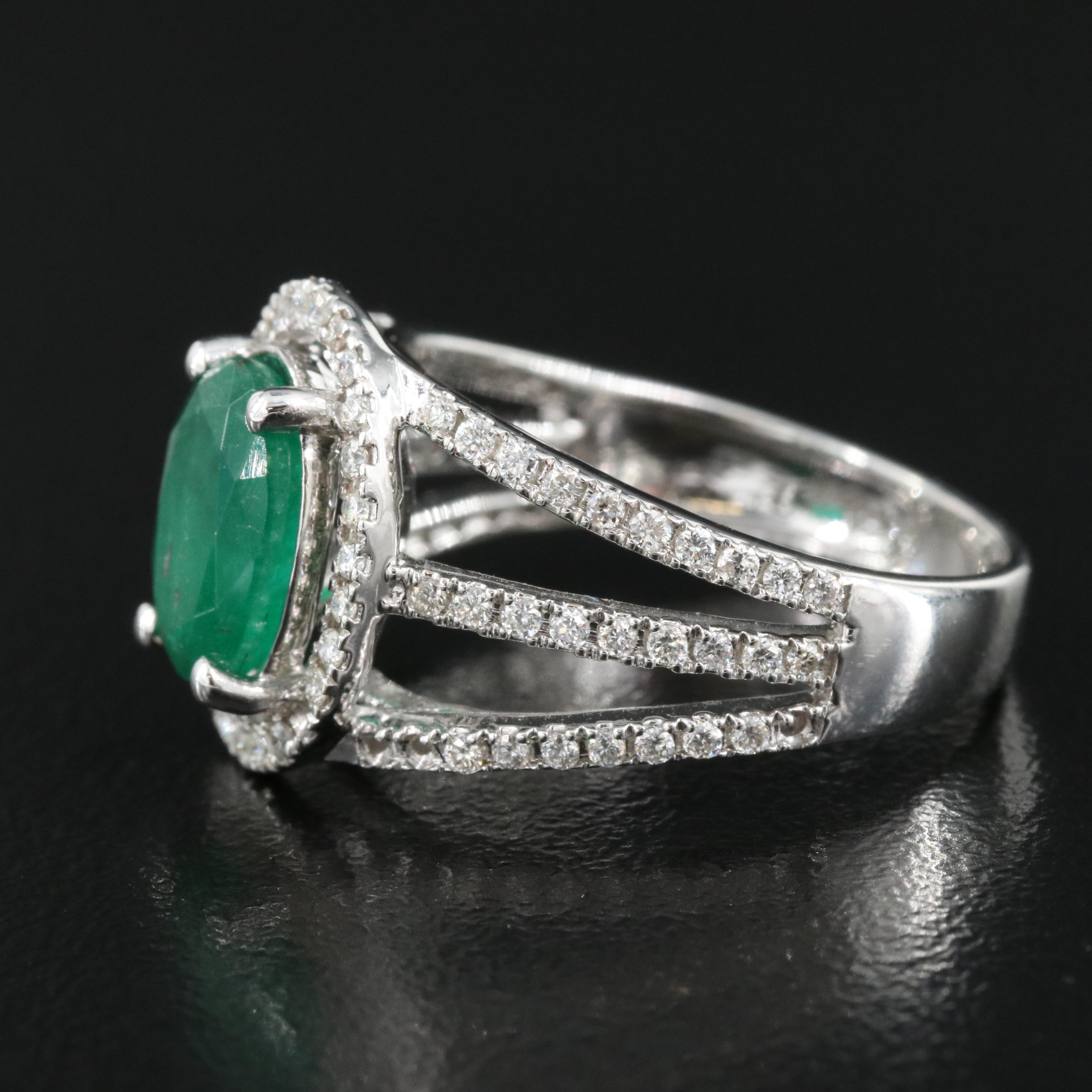 14K 1.79 CT Emerald and Diamond Ring