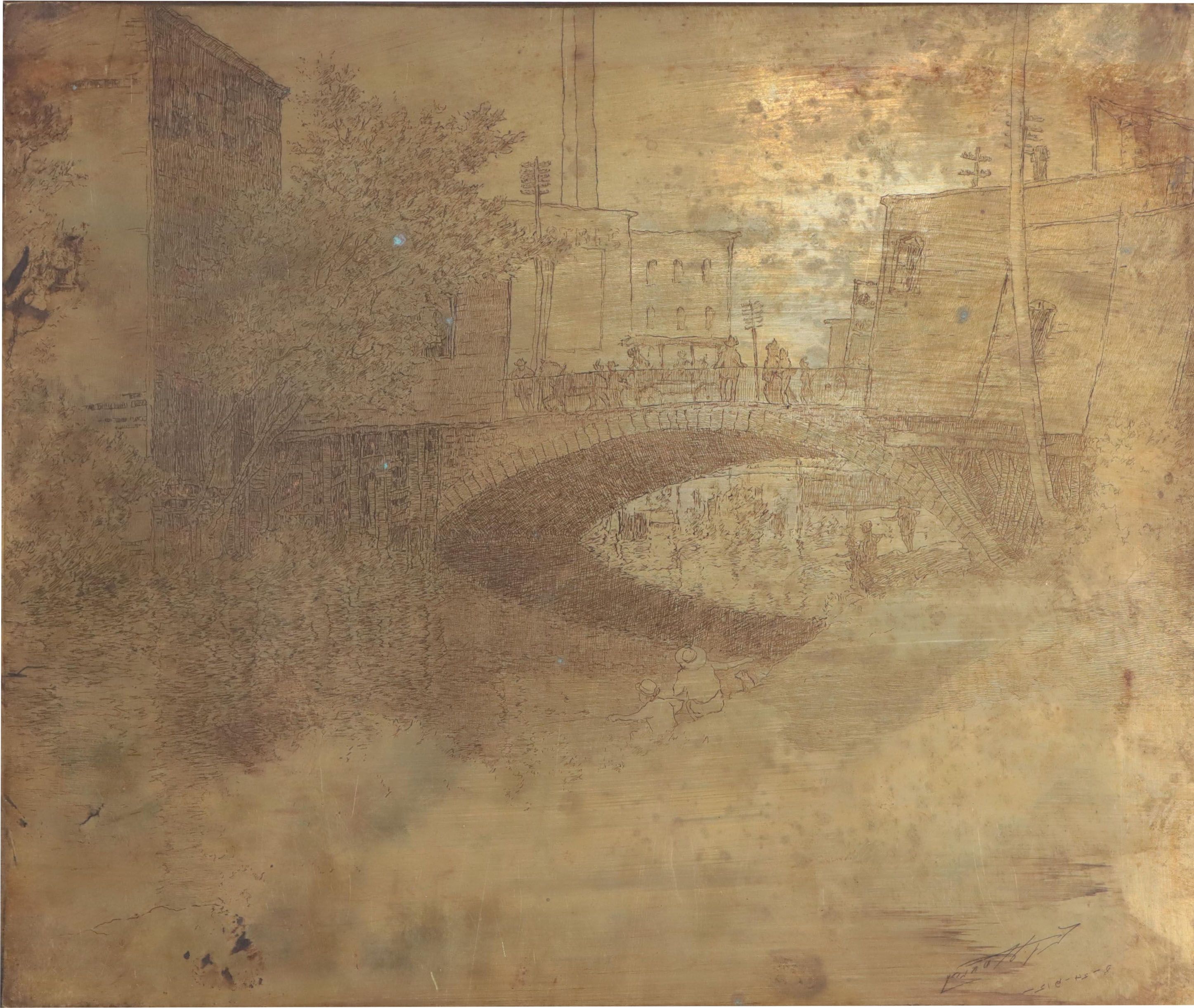 Edward T. Hurley Etched Copper Plate of Dayton Canal, 1915