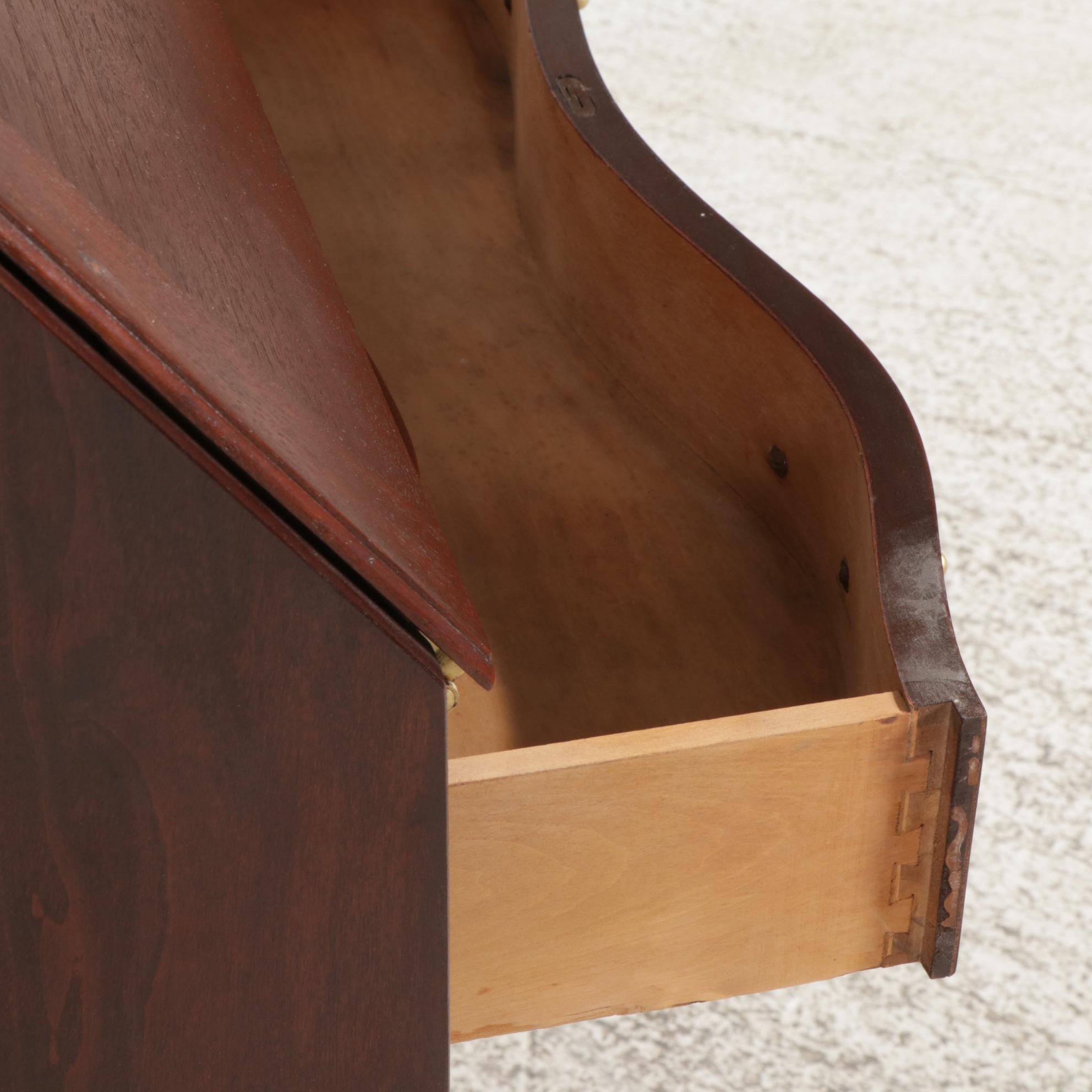 Georgian Style Mahogany Sepentine Drop Front Desk, Late 20th Century