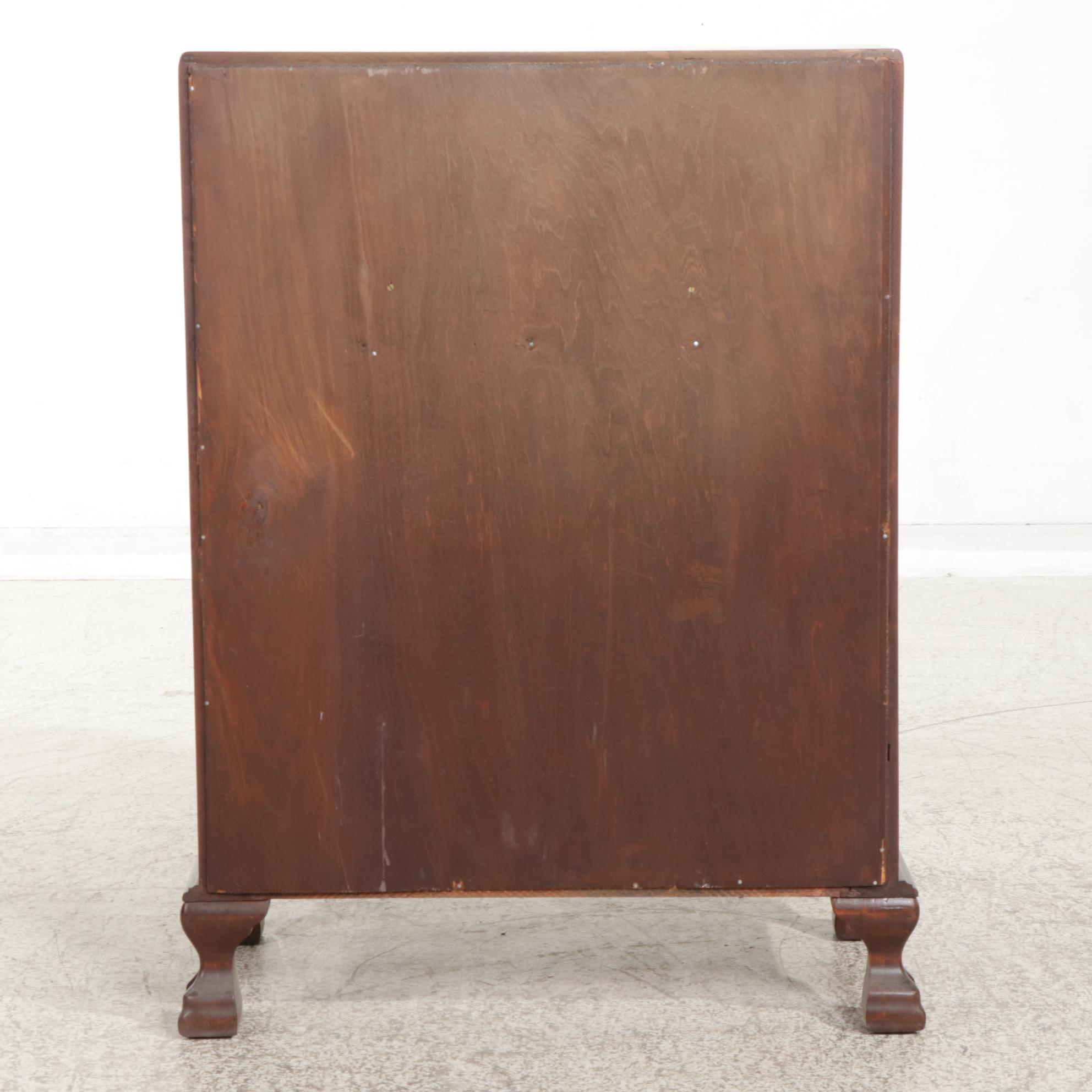 Georgian Style Mahogany Sepentine Drop Front Desk, Late 20th Century