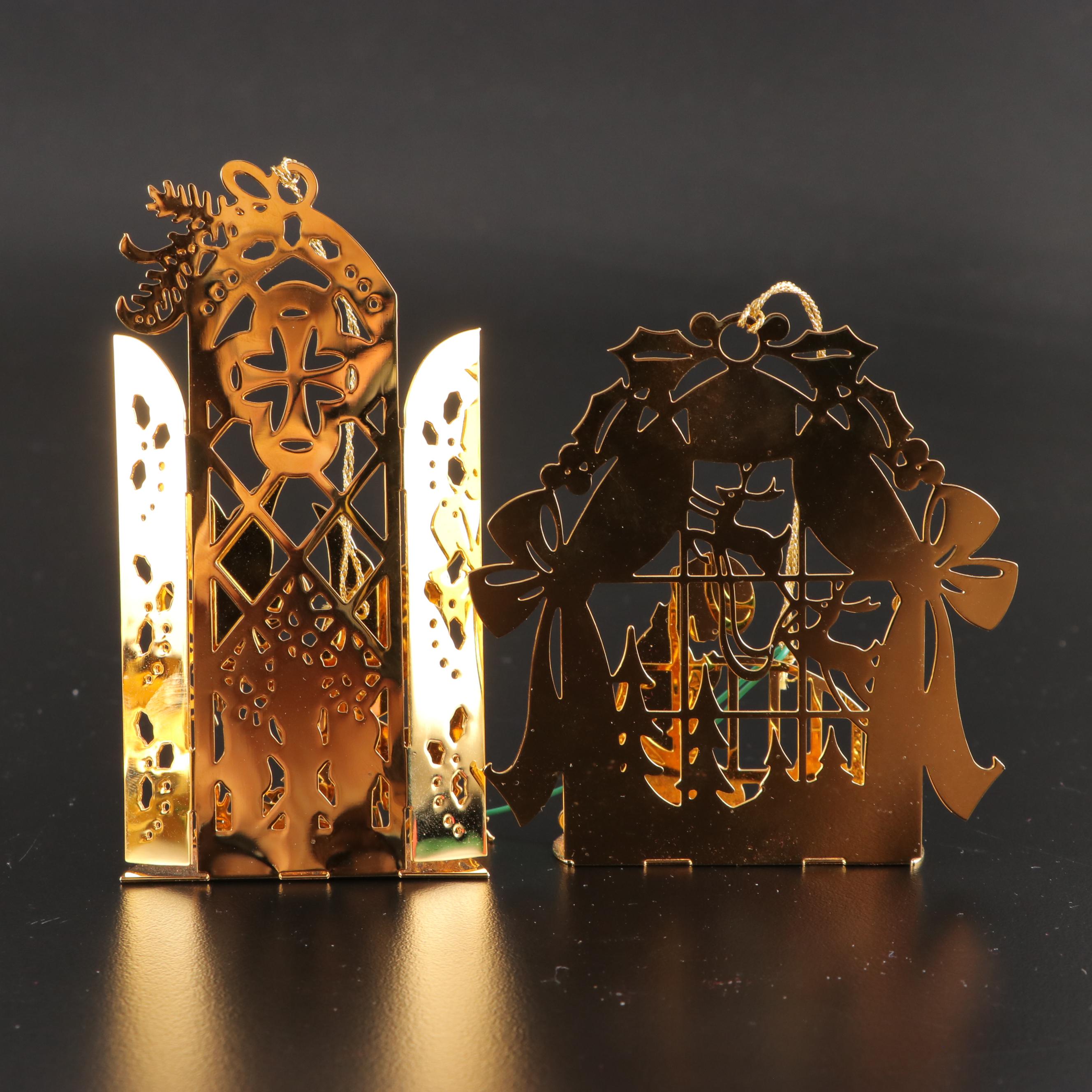 Danbury Mint Gold Tone Metal Christmas Ornaments