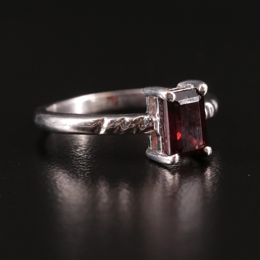 Sterling Garnet Solitaire Ring