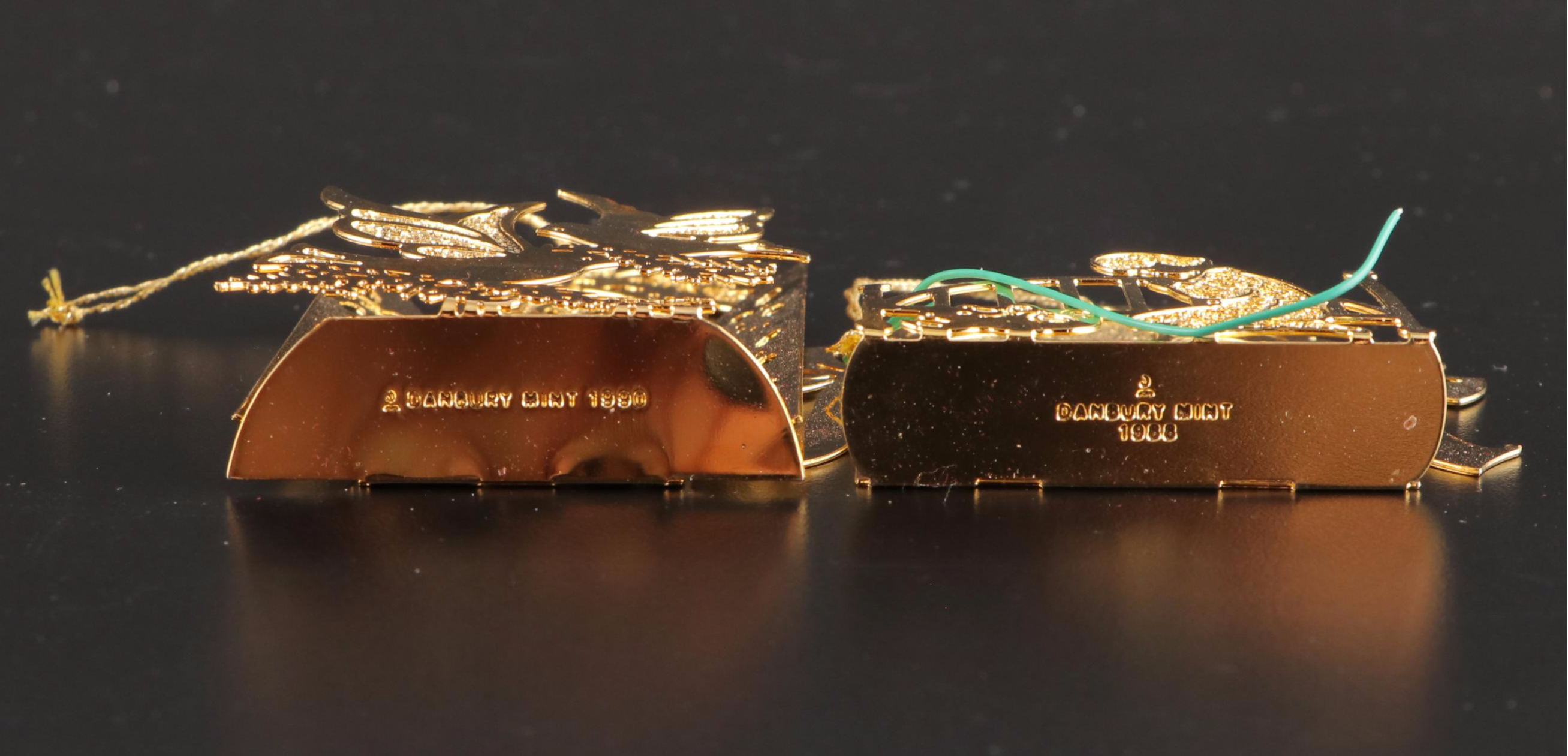 Danbury Mint Gold Tone Metal Christmas Ornaments