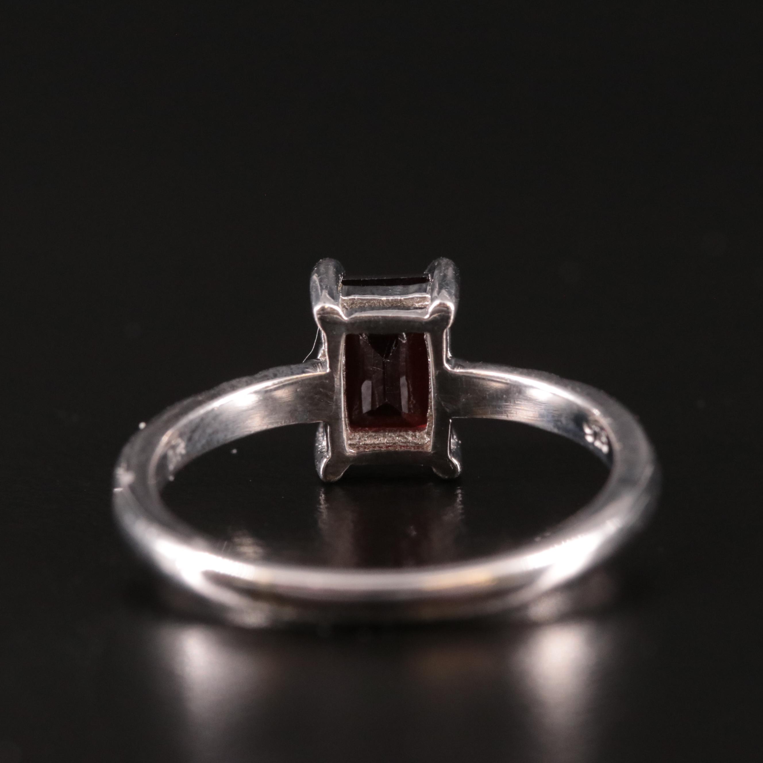 Sterling Garnet Solitaire Ring