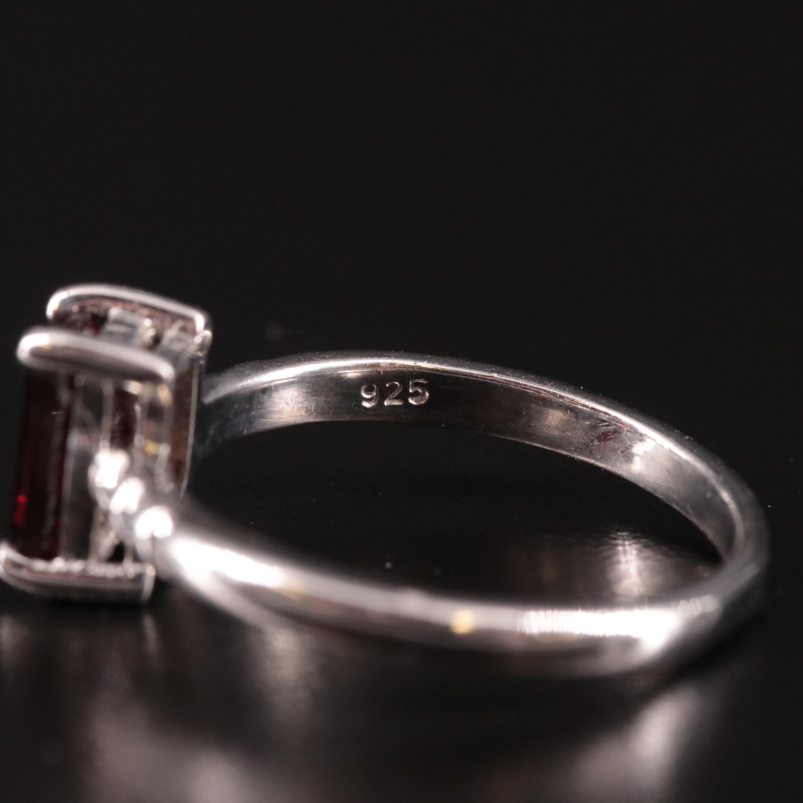 Sterling Garnet Solitaire Ring