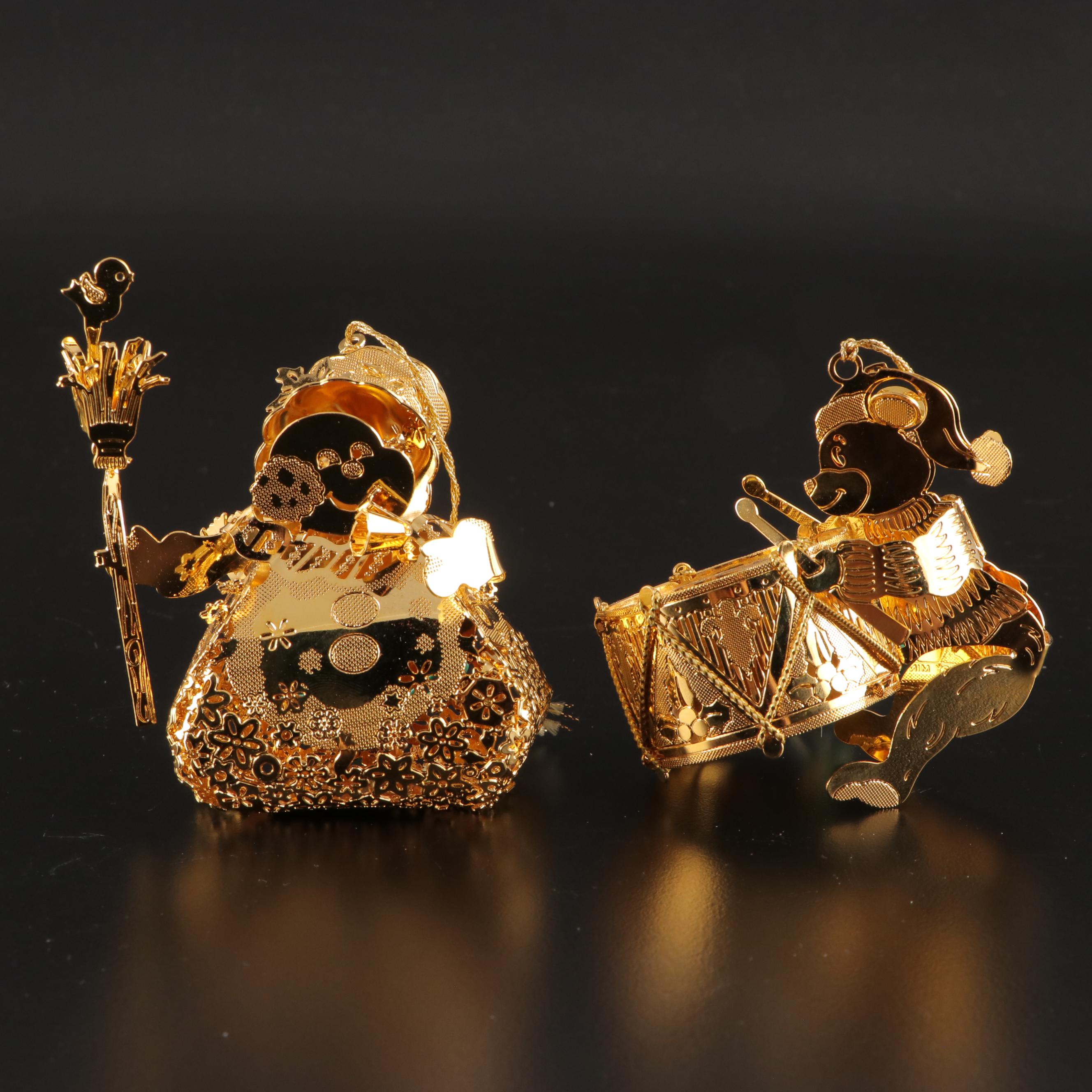 Danbury Mint Gold Tone Metal Christmas Ornaments