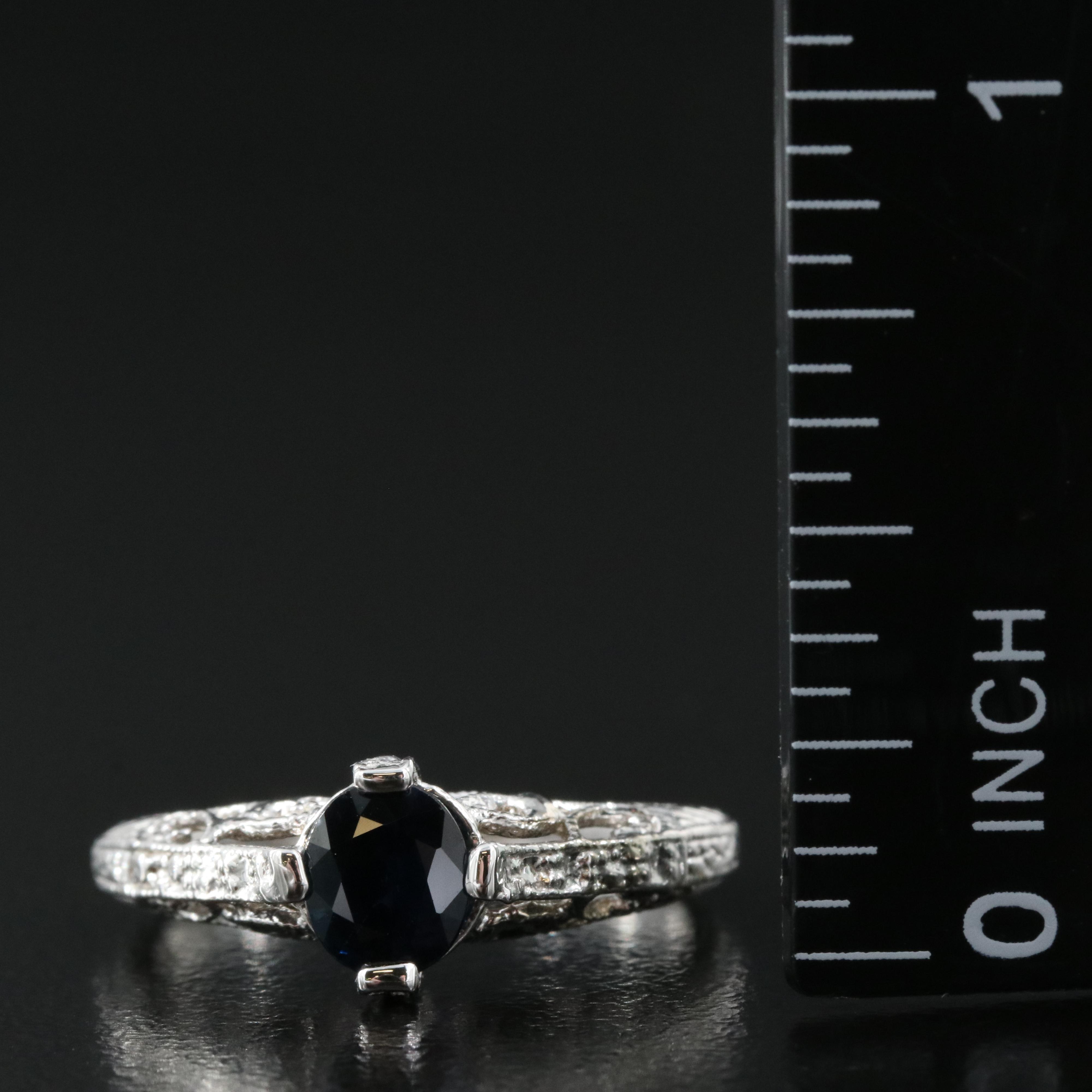 14K Sapphire Foliate Ring