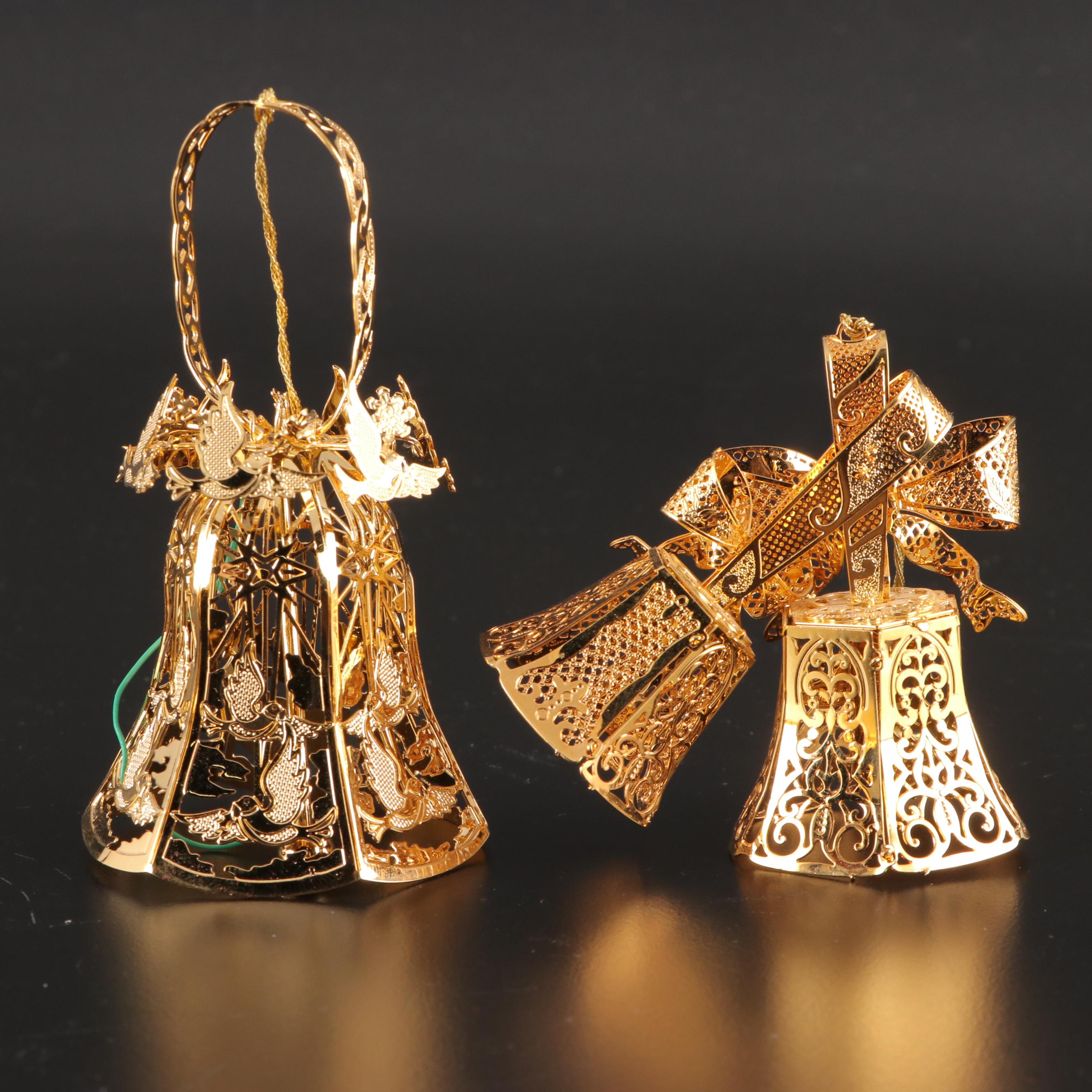 Danbury Mint Gold Tone Metal Christmas Ornaments