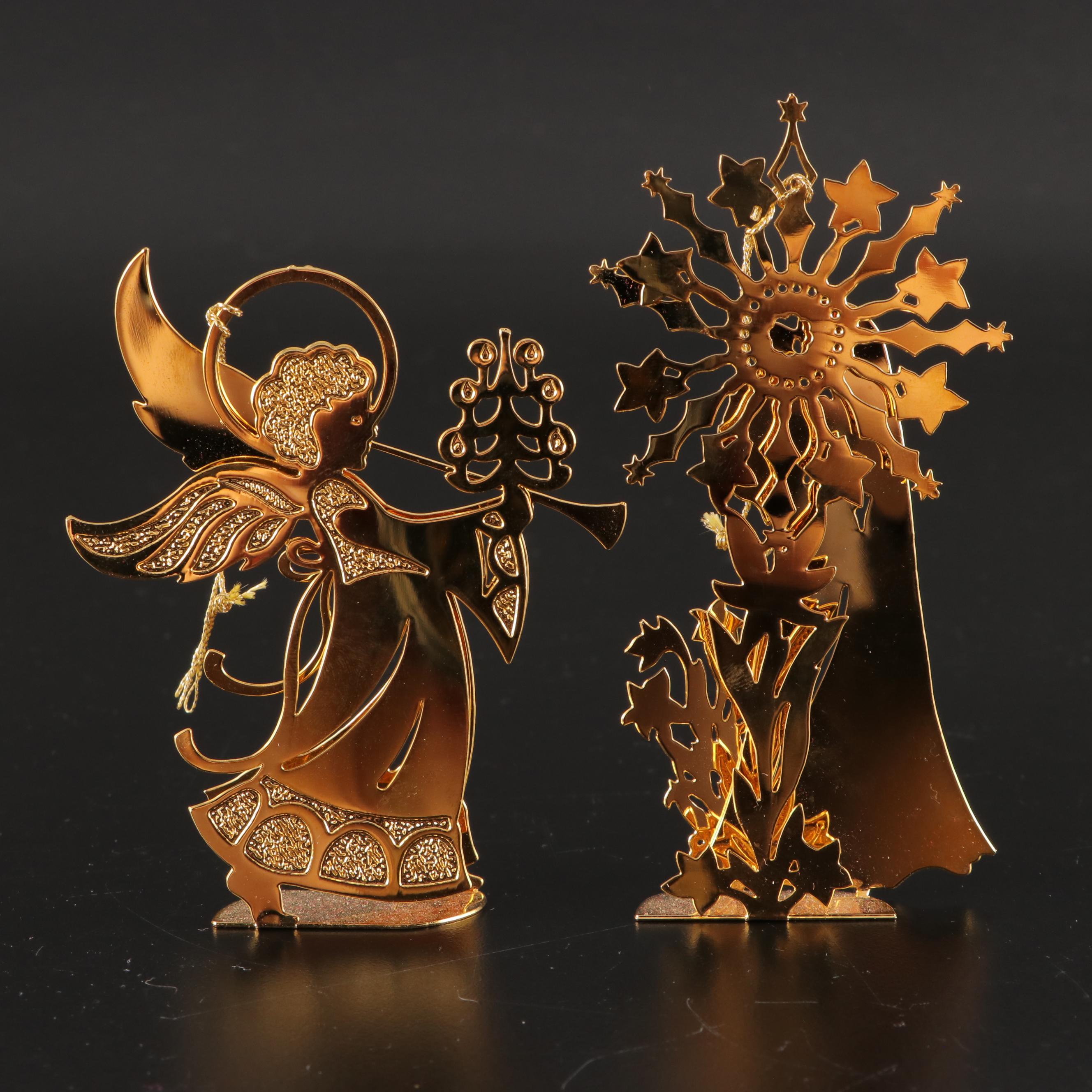 Danbury Mint Gold Tone Metal Christmas Ornaments