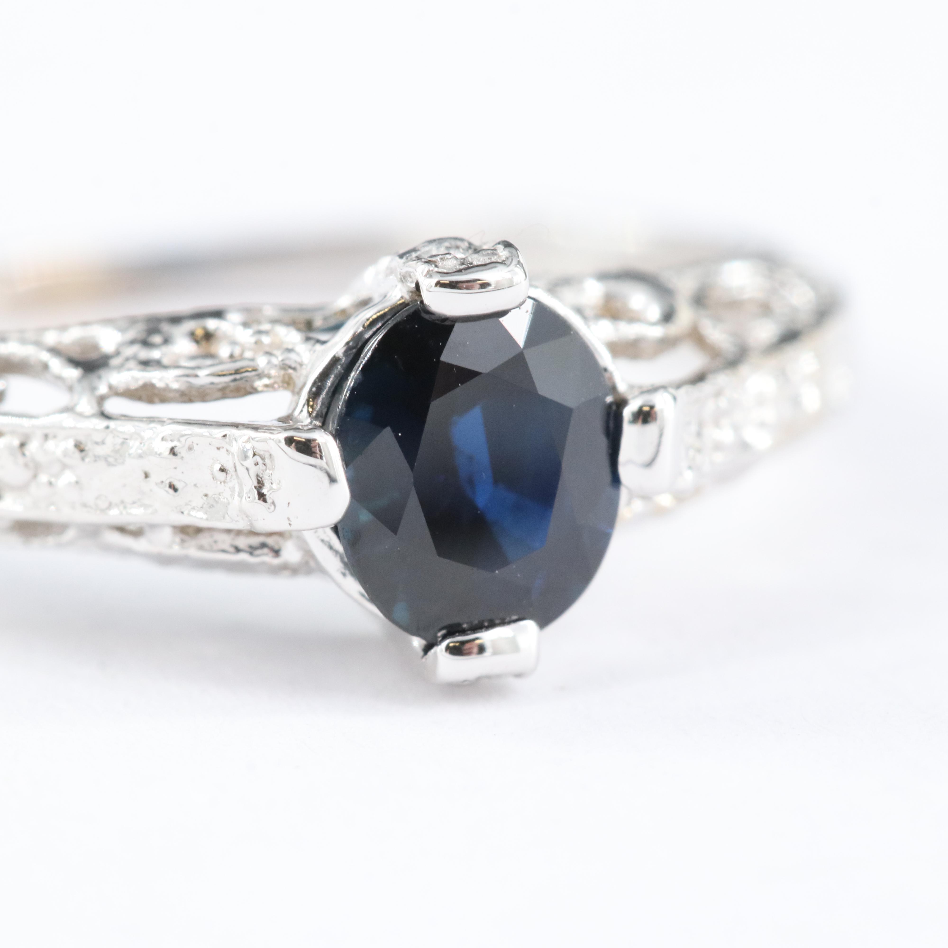 14K Sapphire Foliate Ring