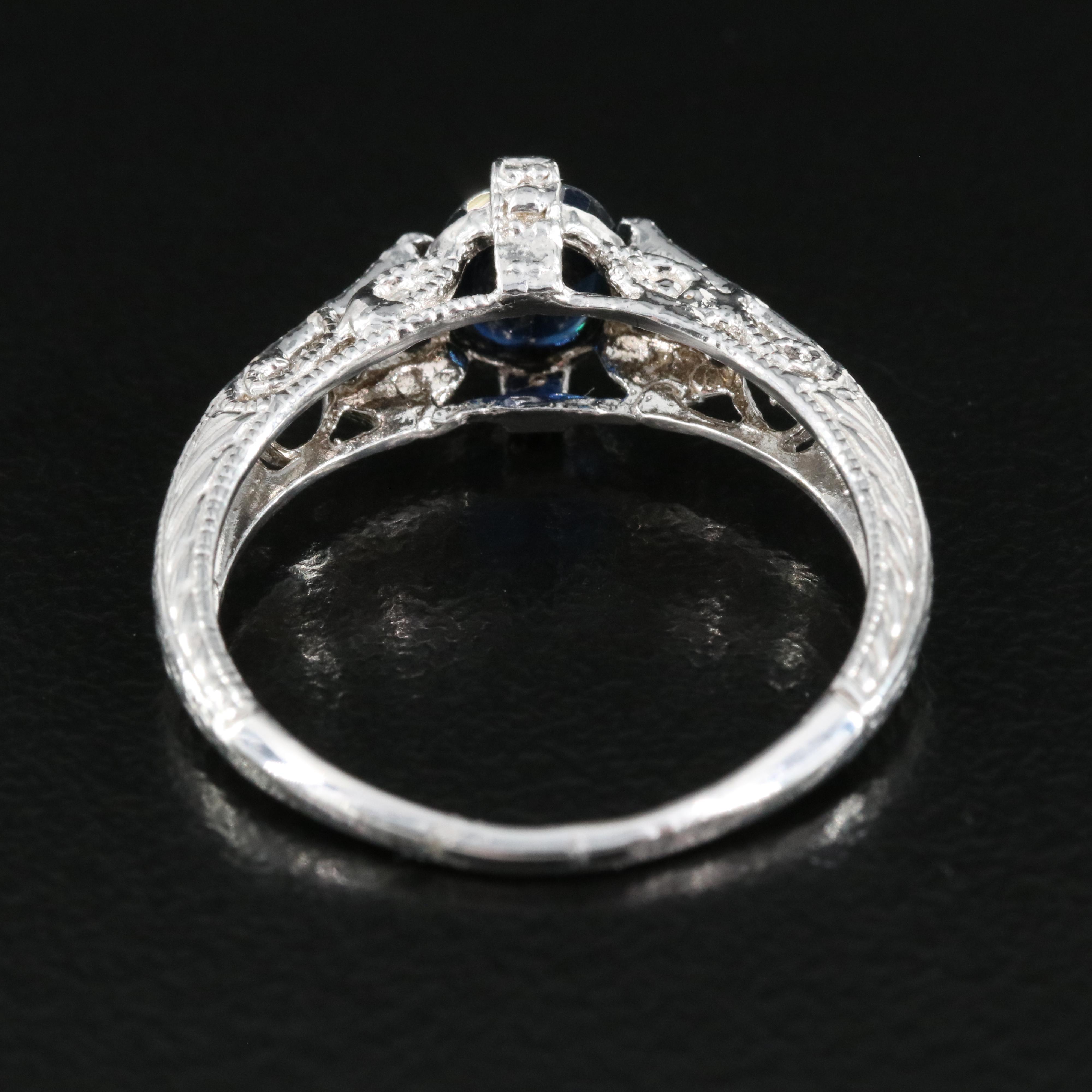 14K Sapphire Foliate Ring