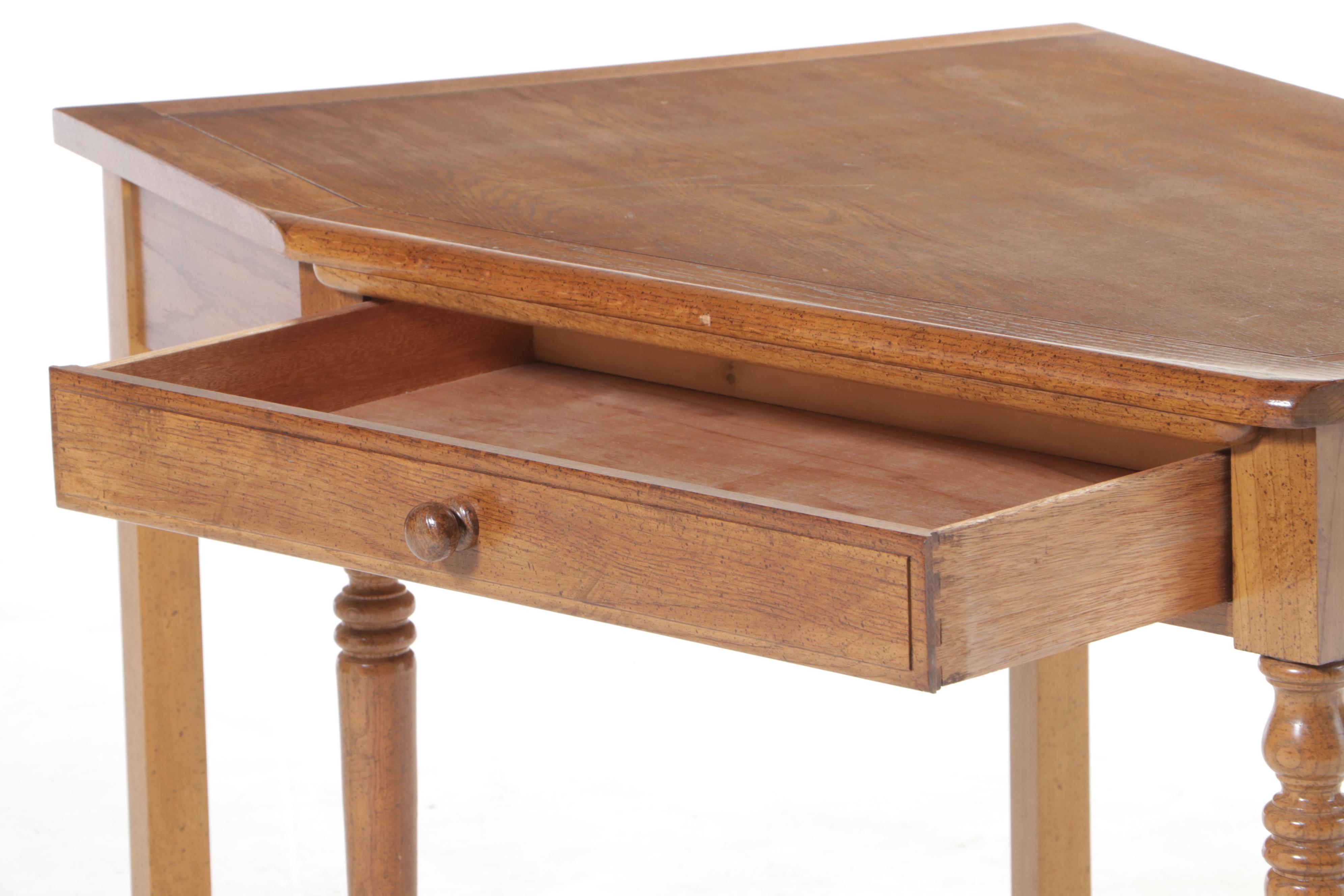 Dixie Furniture Oak Single-Drawer Corner Desk, Late 20th Century
