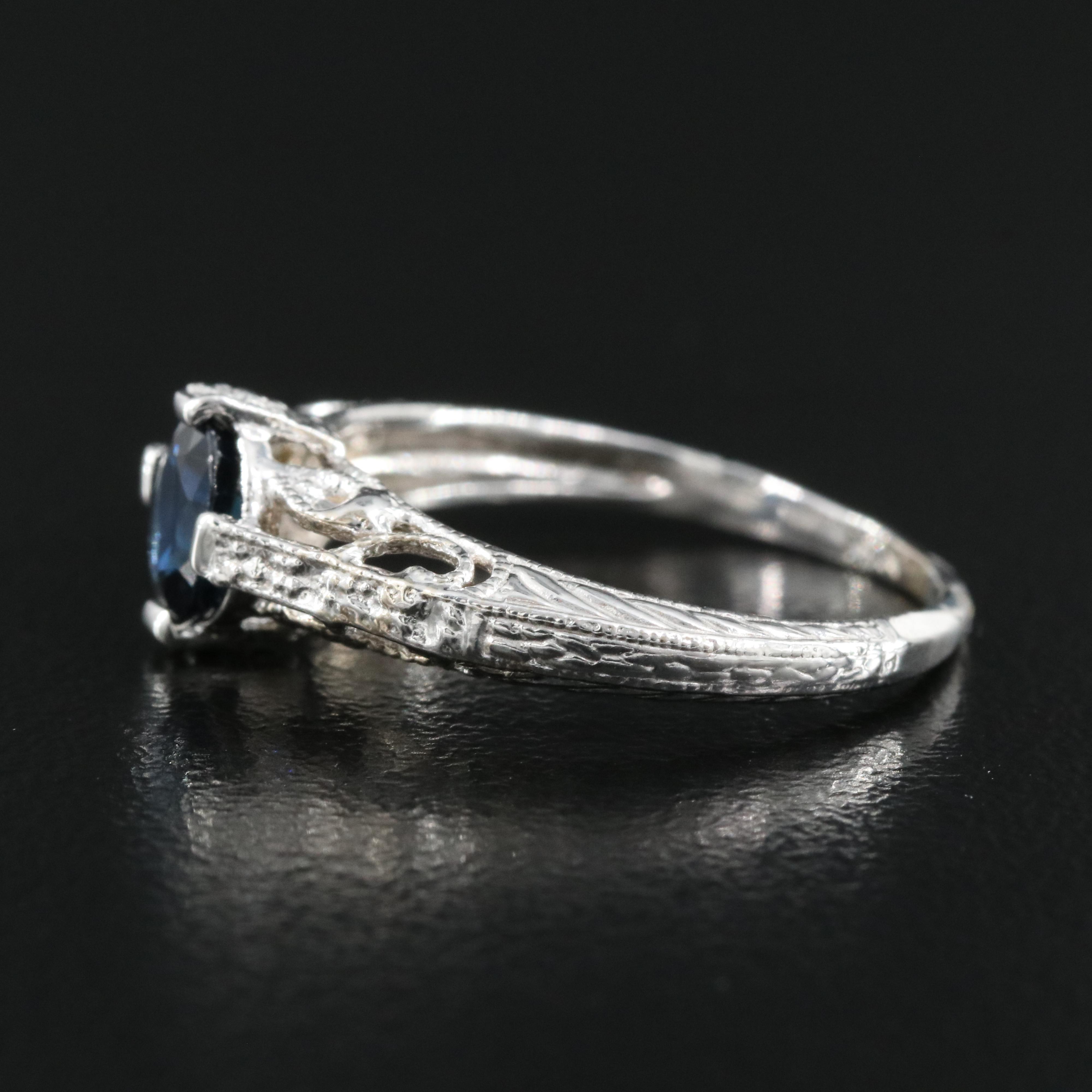 14K Sapphire Foliate Ring