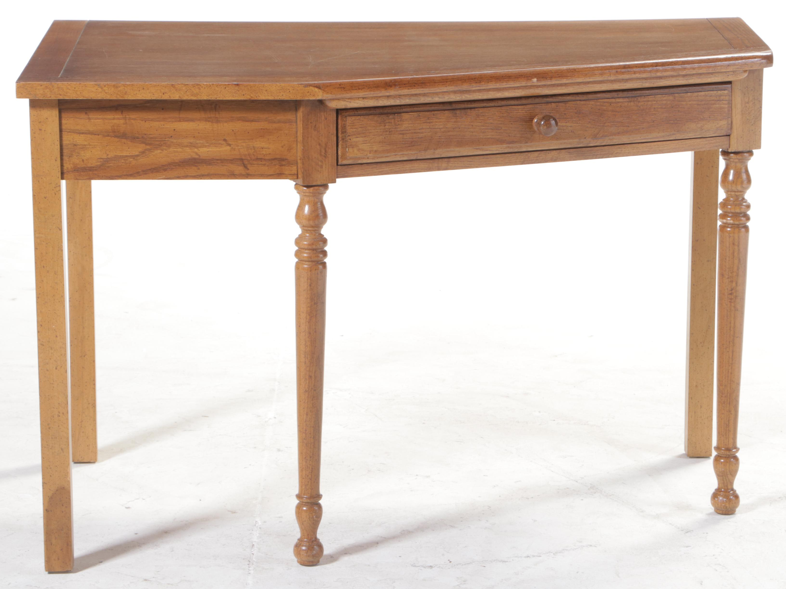Dixie Furniture Oak Single-Drawer Corner Desk, Late 20th Century