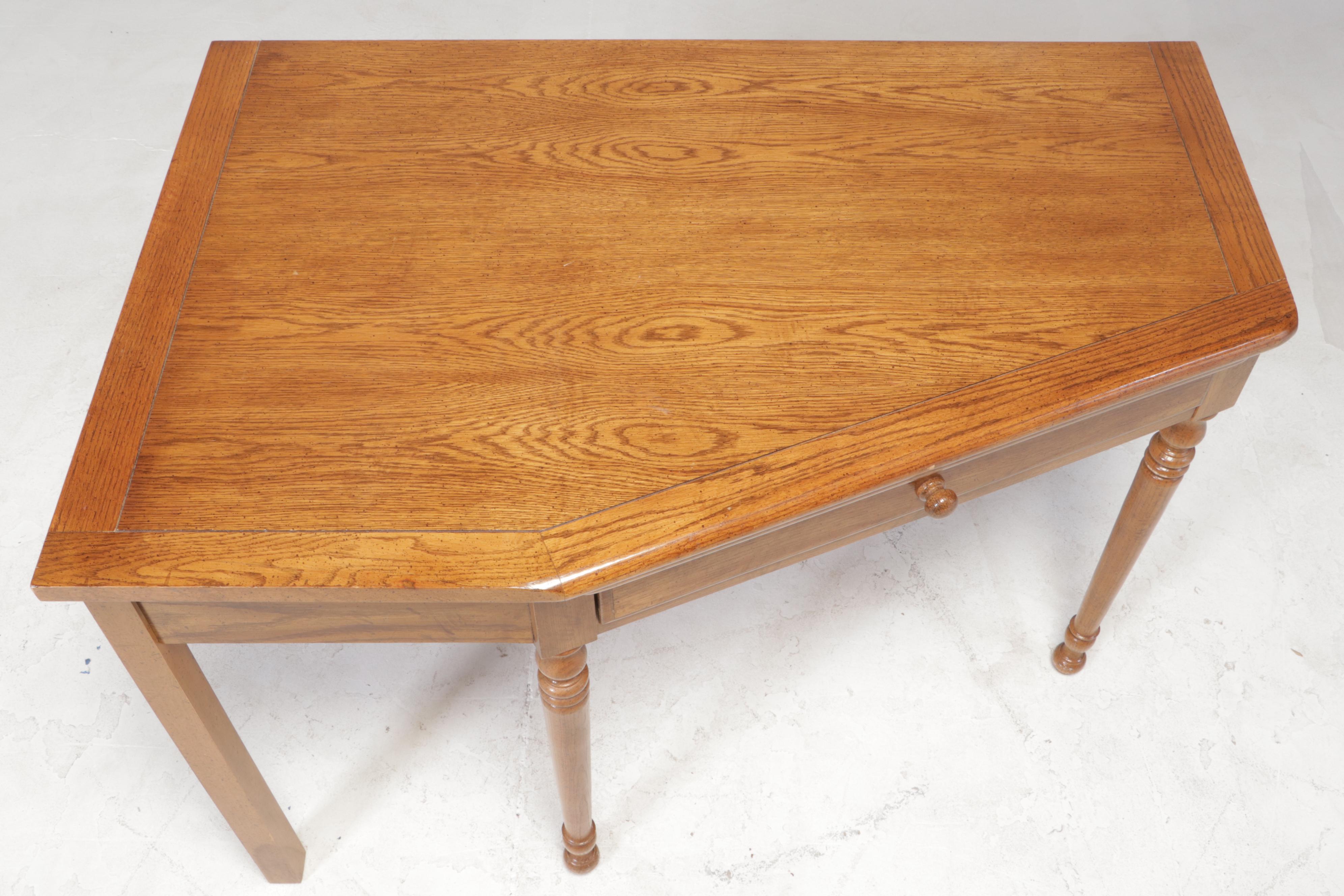 Dixie Furniture Oak Single-Drawer Corner Desk, Late 20th Century