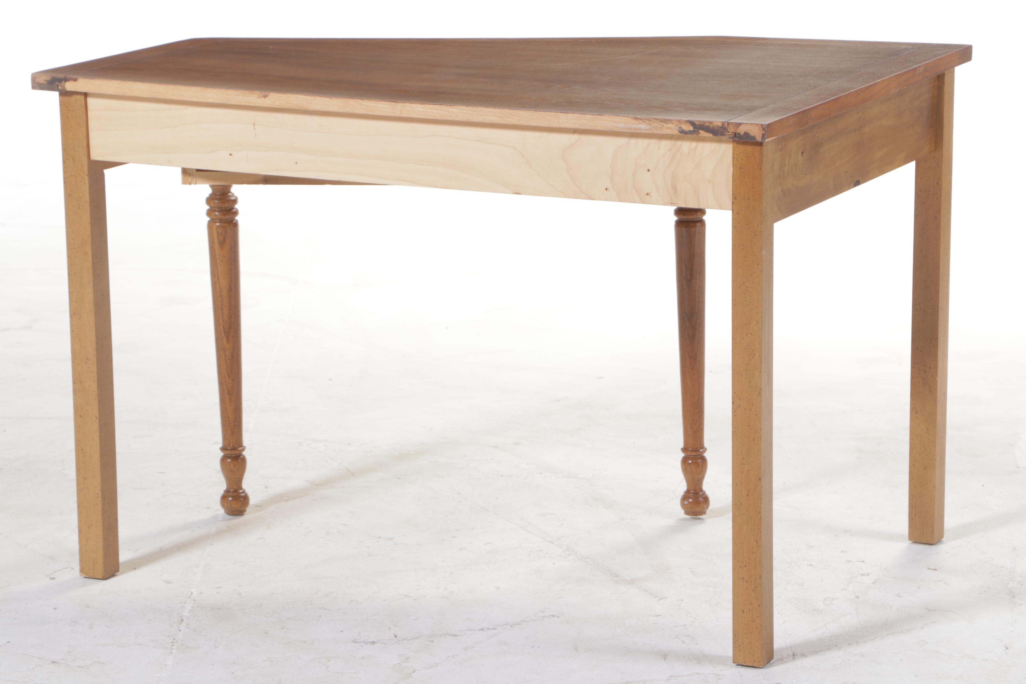 Dixie Furniture Oak Single-Drawer Corner Desk, Late 20th Century