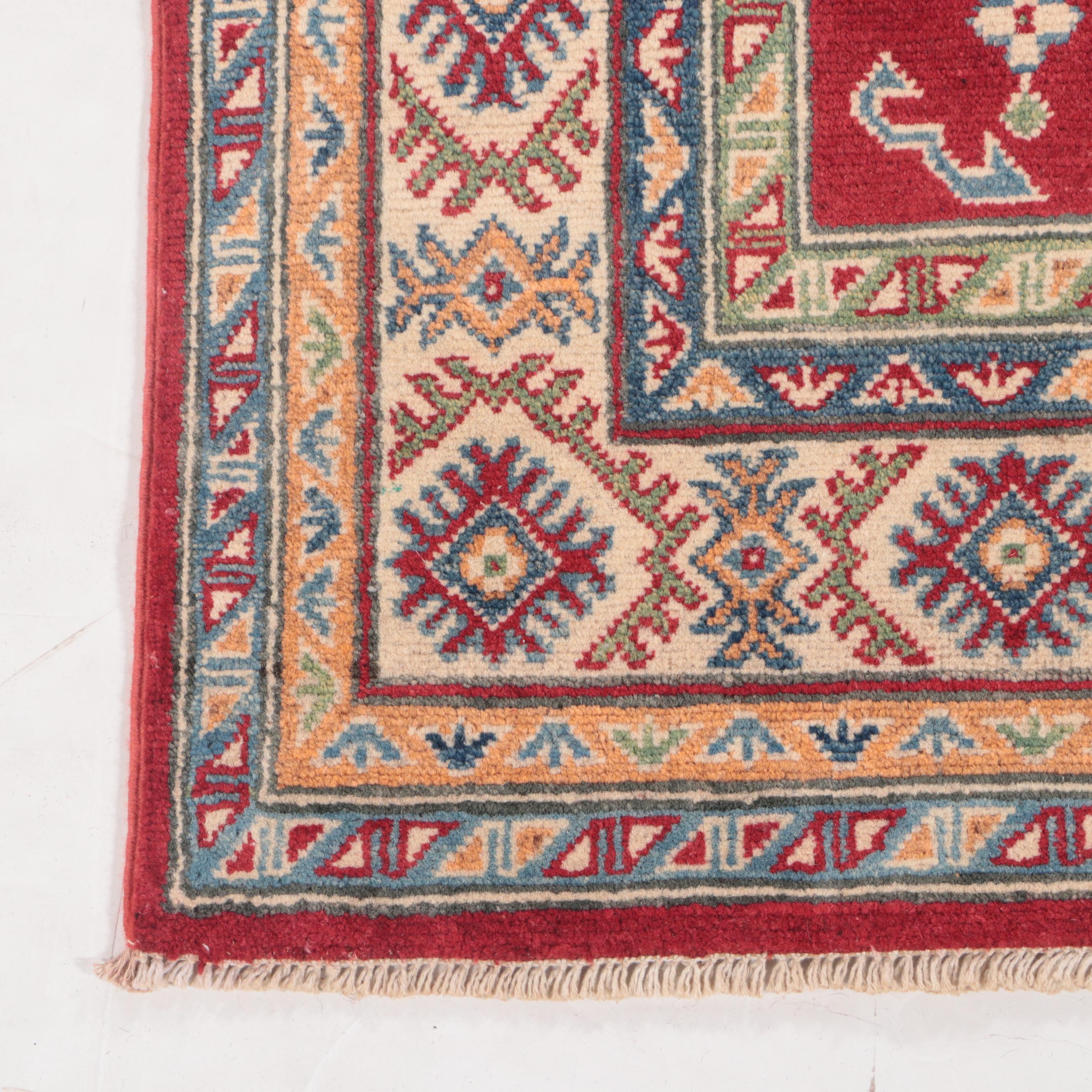 3'11 x 6'2 Hand-Knotted Pakistani Kazak-Style Area Rug