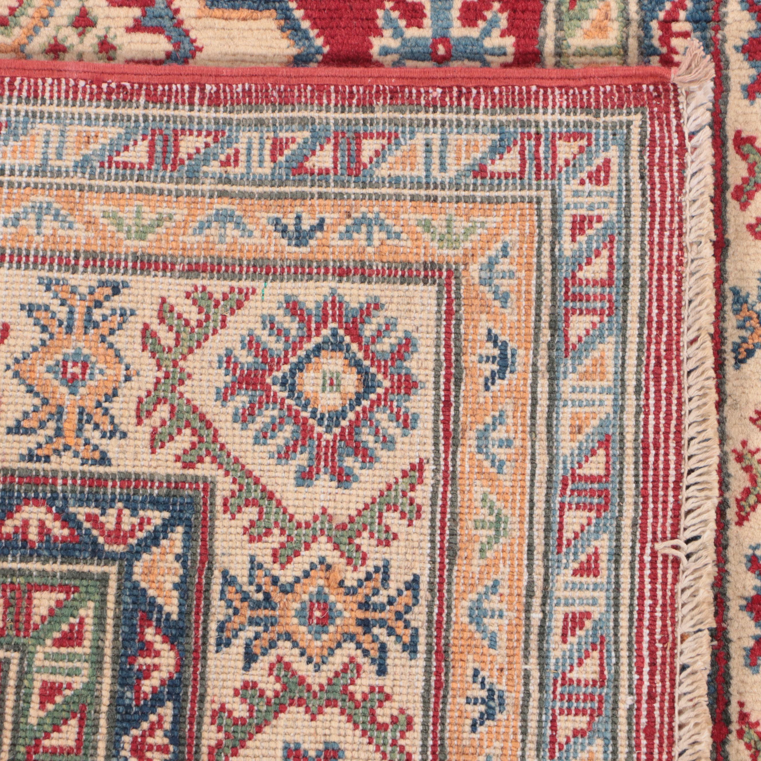 3'11 x 6'2 Hand-Knotted Pakistani Kazak-Style Area Rug