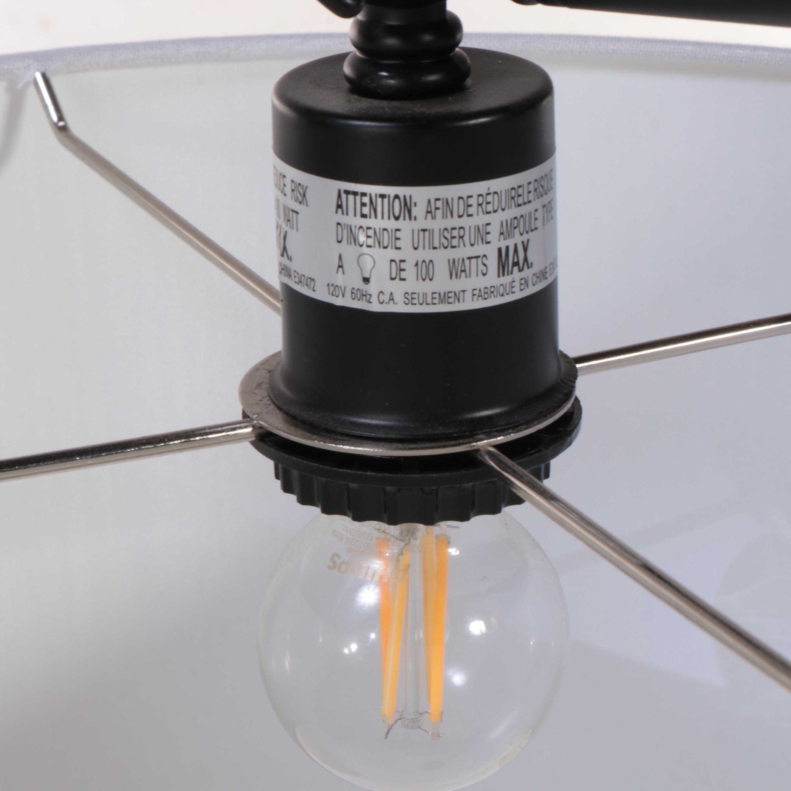 Contemporary Black Metal Floor Lamp with Drum Shade