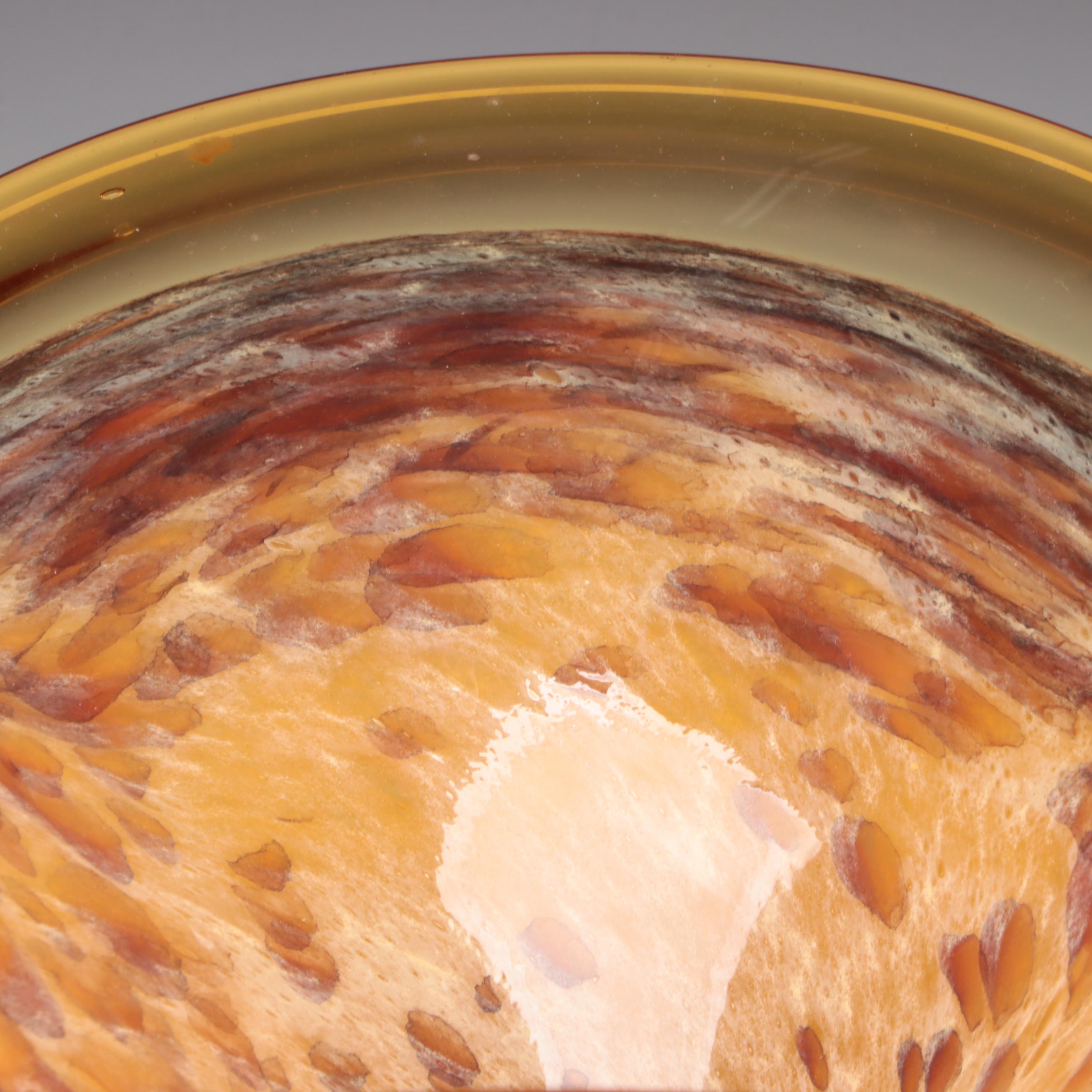 Tortoise and Amber Art Glass Bowl