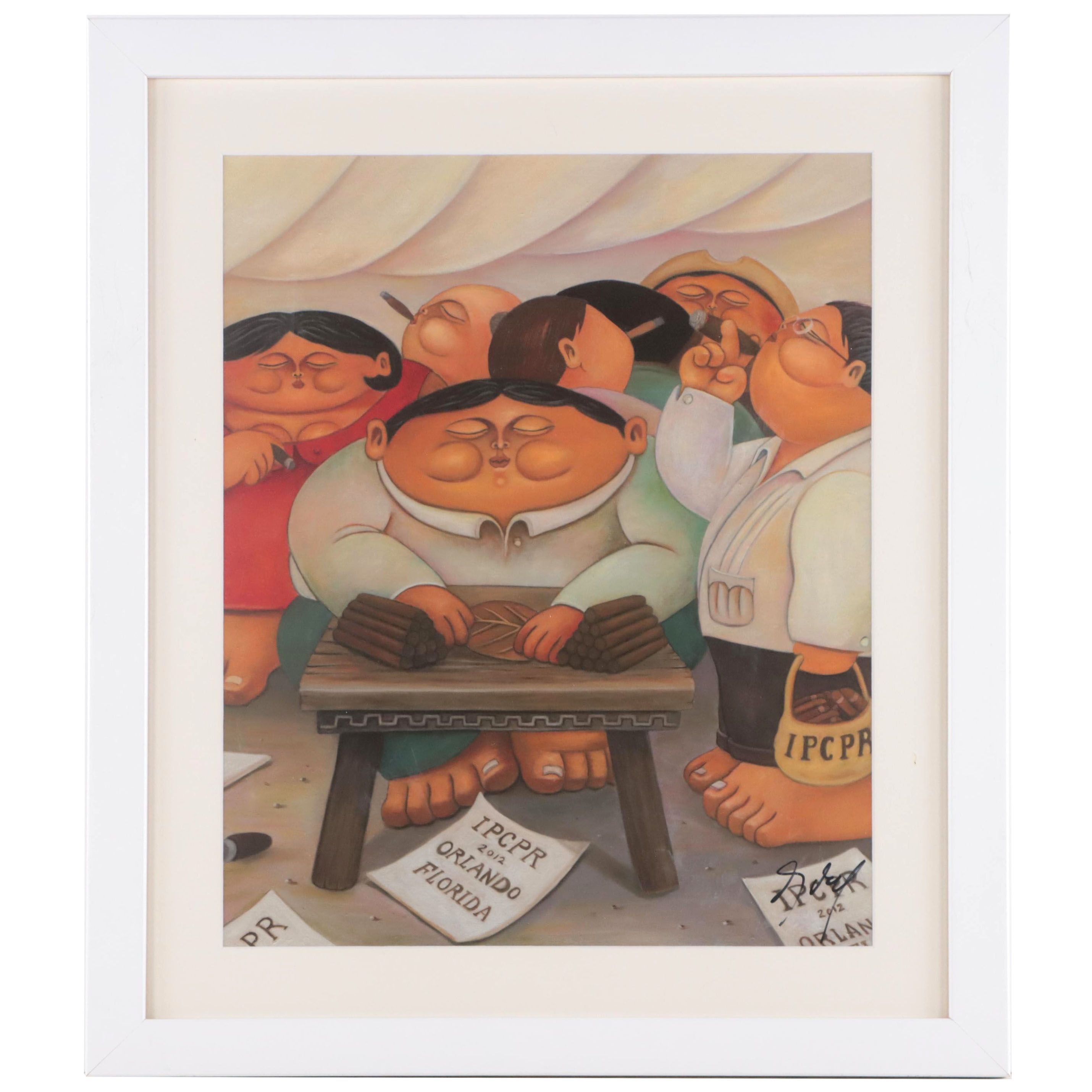 Alberto Godoy Giclée of People Smoking Cigars