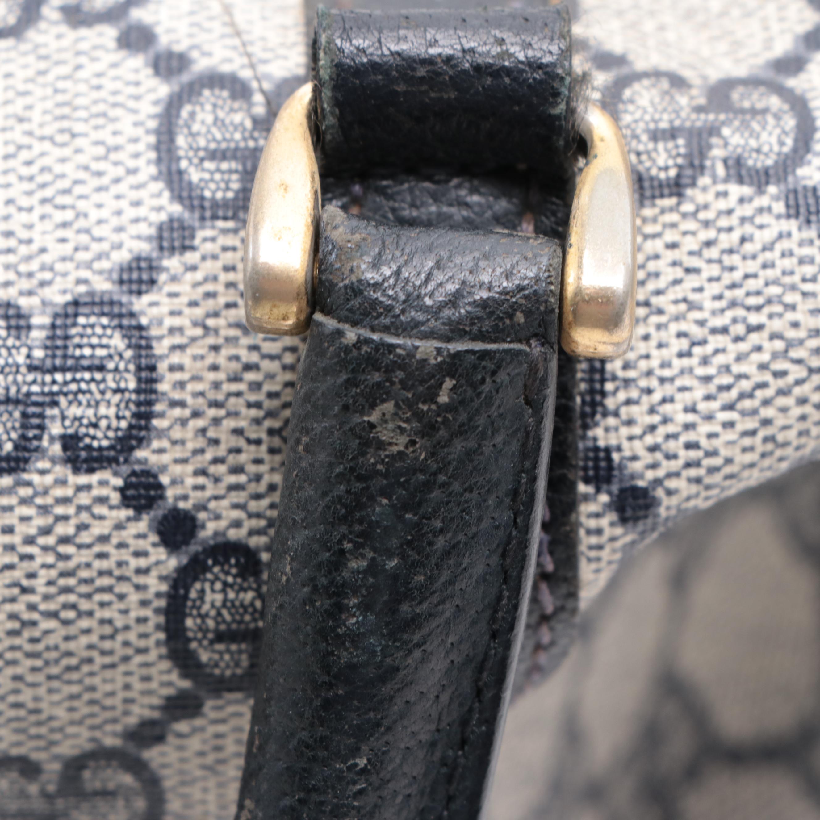 Gucci Boston Bag in Navy GG Supreme Canvas and Leather Trim