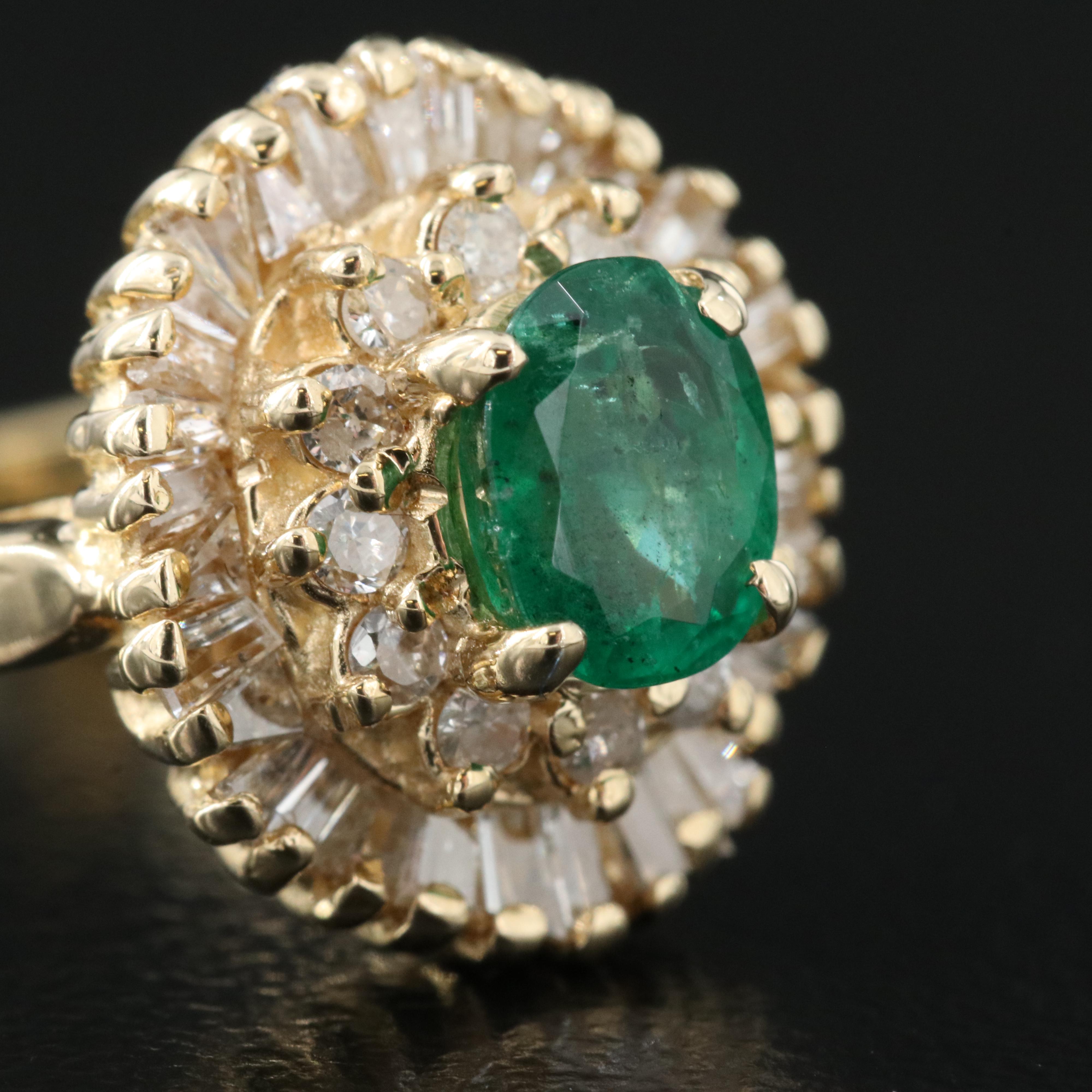 14K Emerald and Diamond Ring