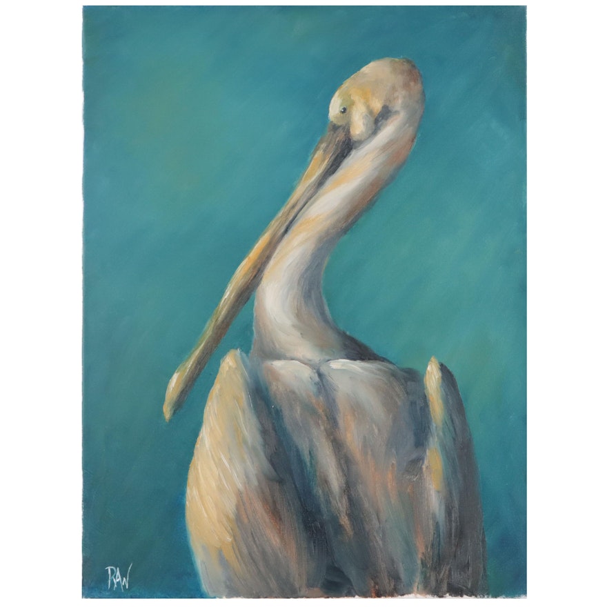Russell A. Weatherford Oil Painting of Pelican