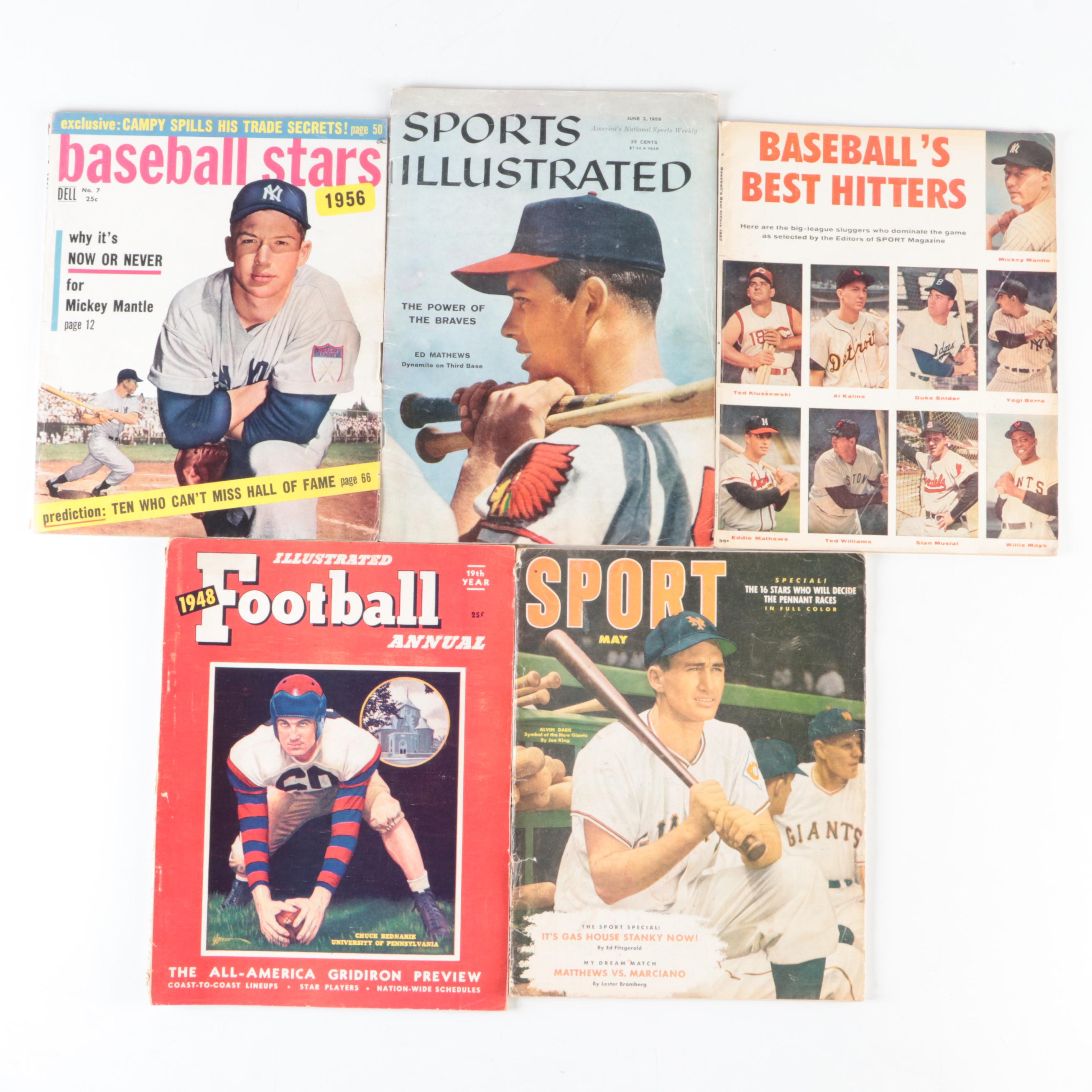 "Sport," "Sports Illustrated," and More Magazines Featuring Mantle, 1940s–1950s